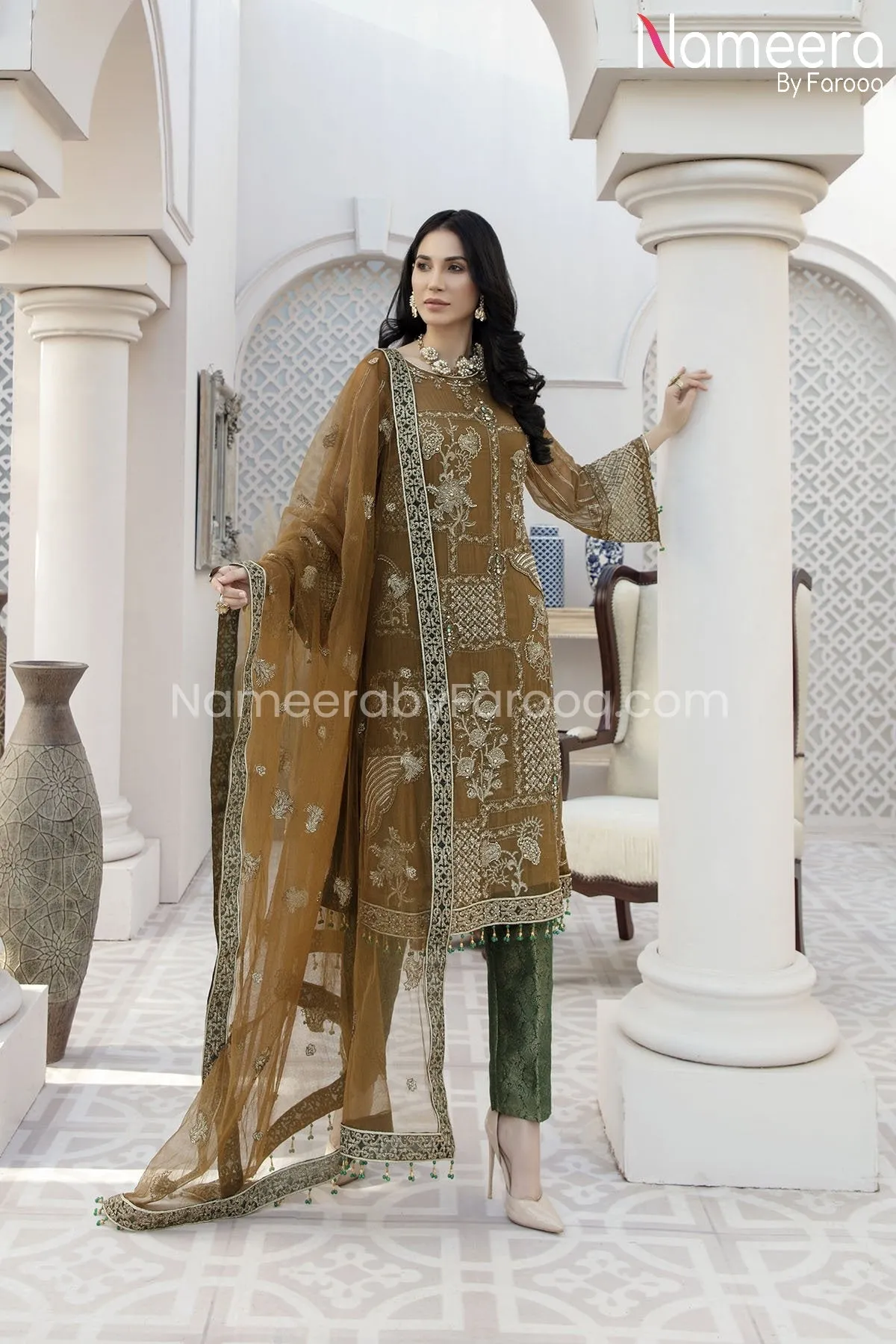 Chiffon Party Dress for Wedding with Embroidery #BP172