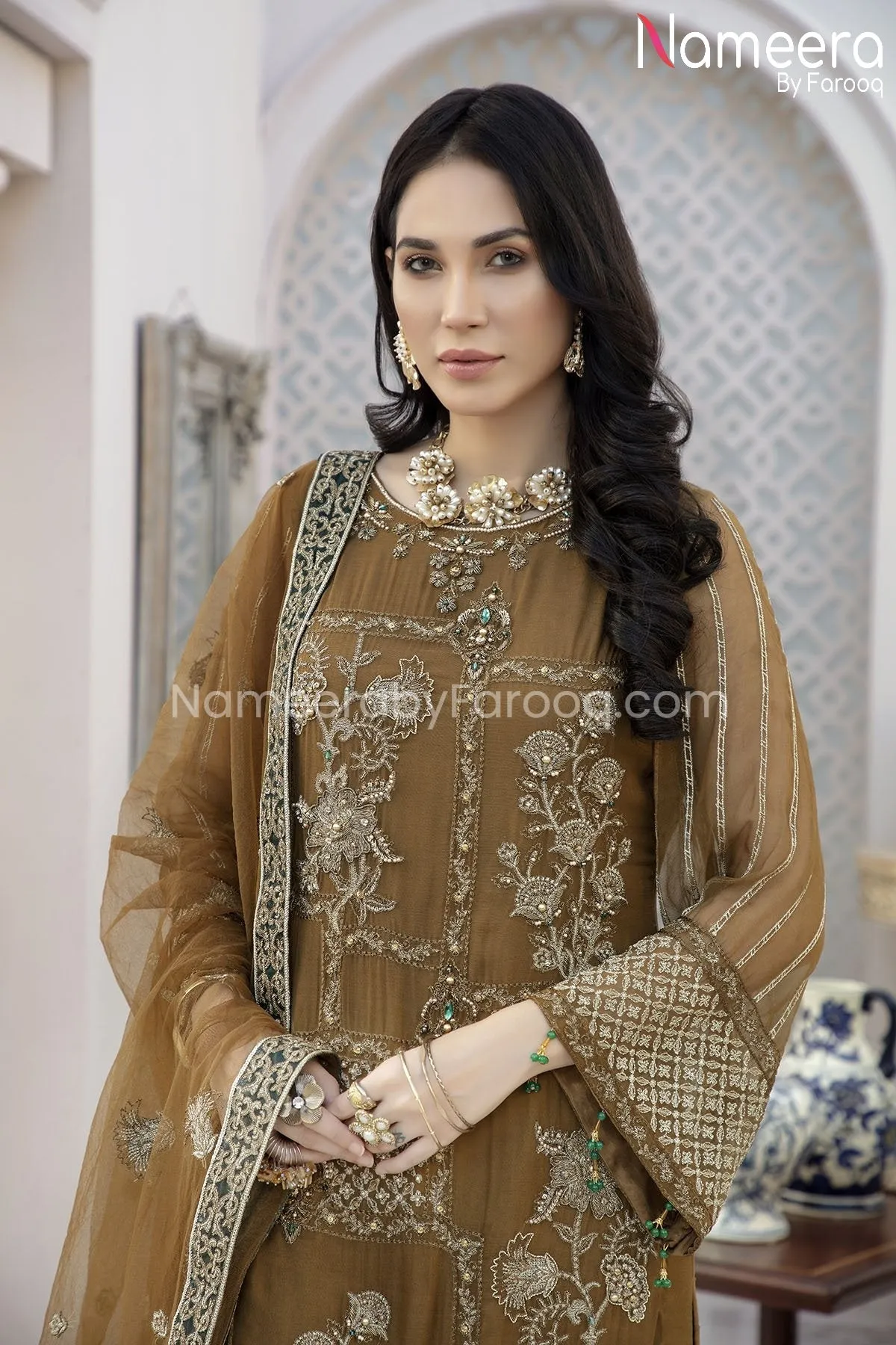 Chiffon Party Dress for Wedding with Embroidery #BP172