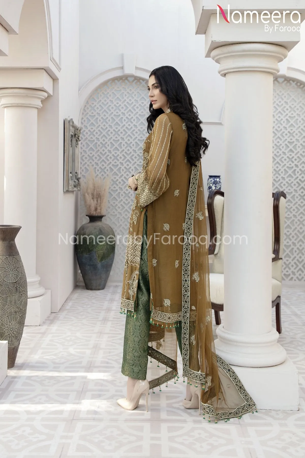 Chiffon Party Dress for Wedding with Embroidery #BP172