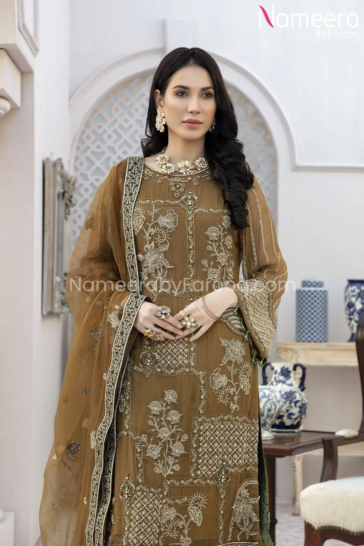 Chiffon Party Dress for Wedding with Embroidery #BP172