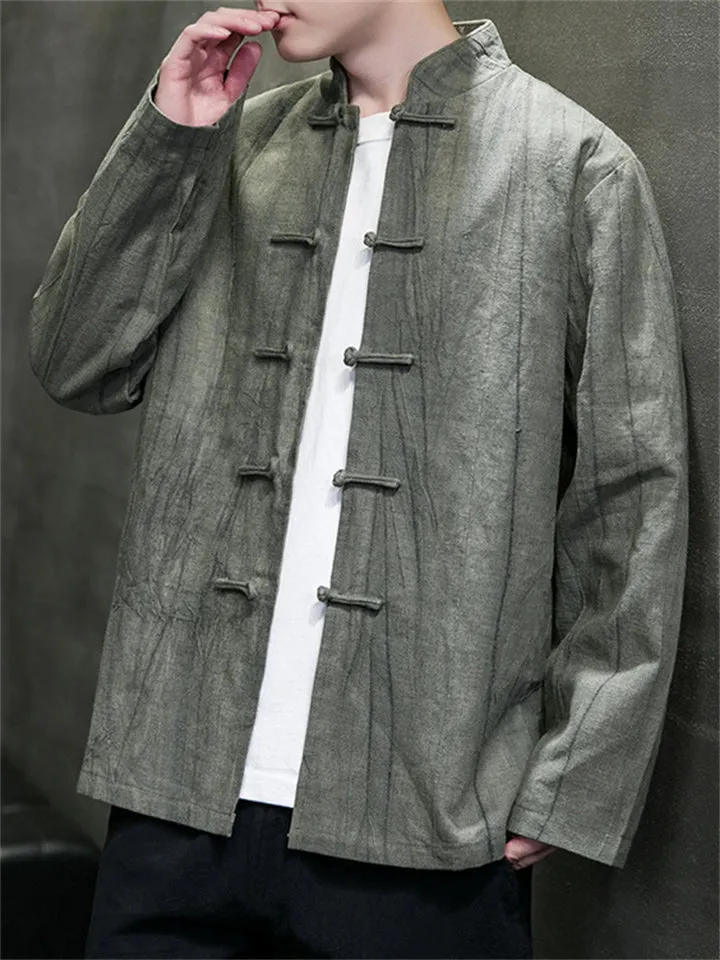 Chinese Style Knot Button Cozy Kung Fu Jacket for Men