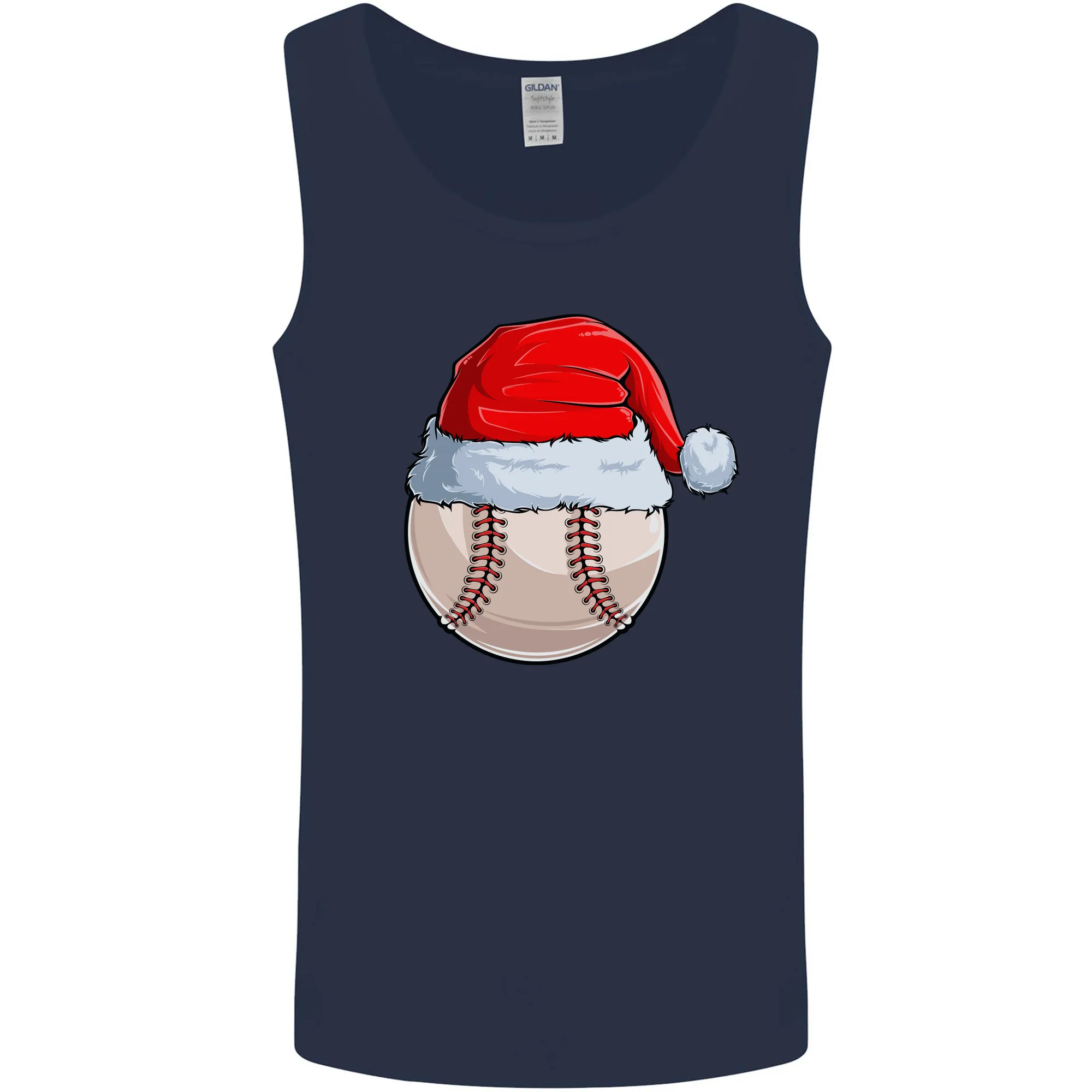 Christmas Baseball With a Santa Hat Xmas Mens Vest Tank Top