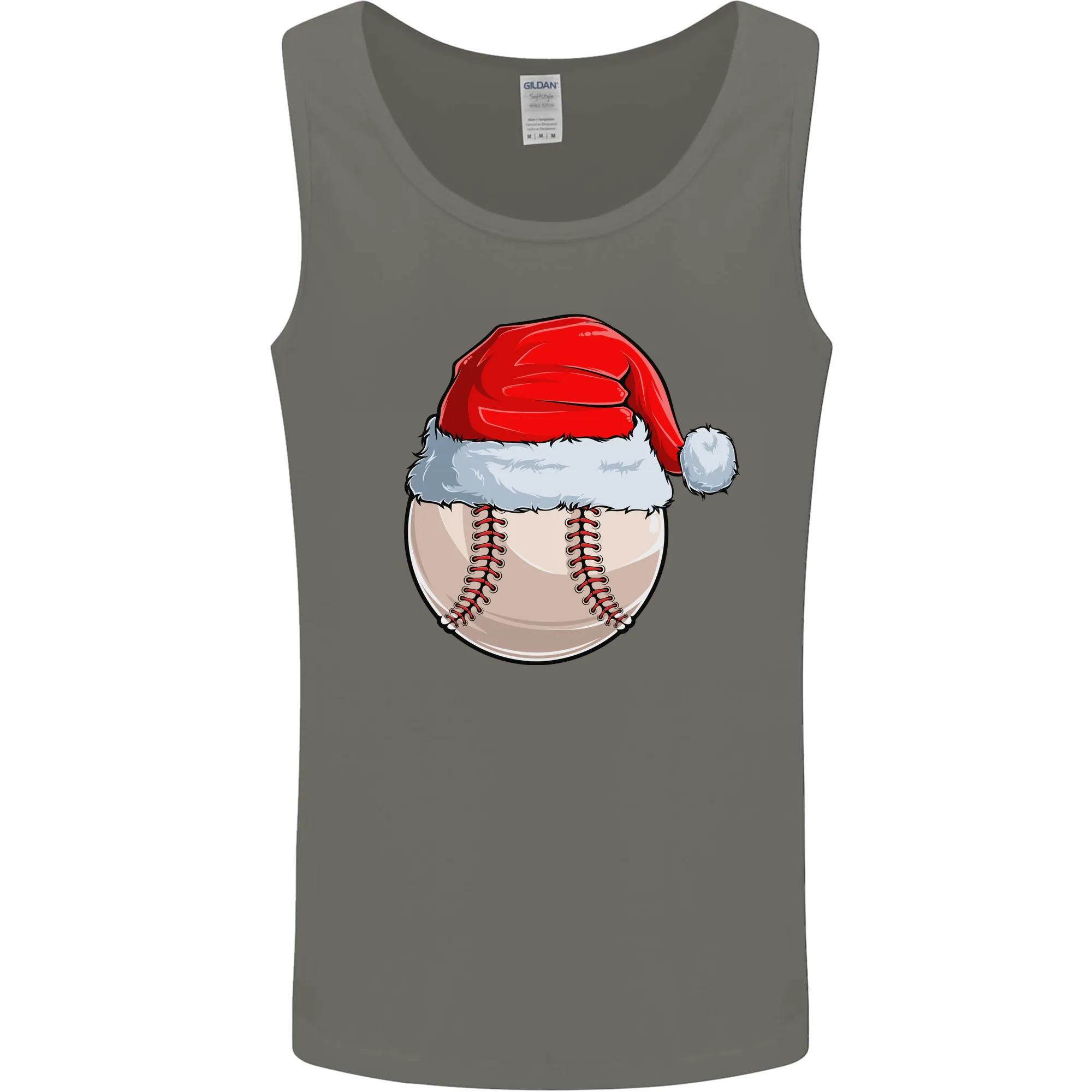 Christmas Baseball With a Santa Hat Xmas Mens Vest Tank Top