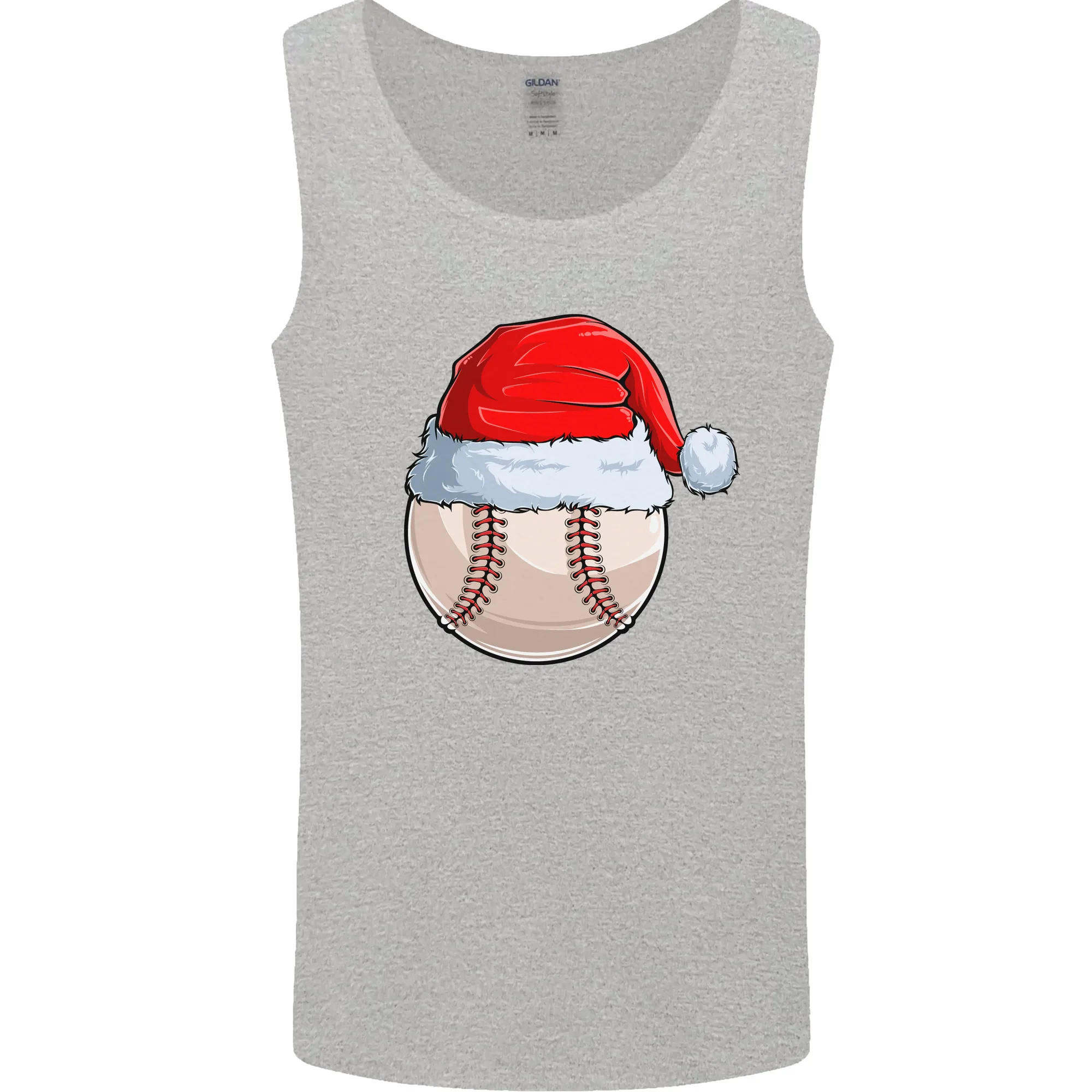 Christmas Baseball With a Santa Hat Xmas Mens Vest Tank Top