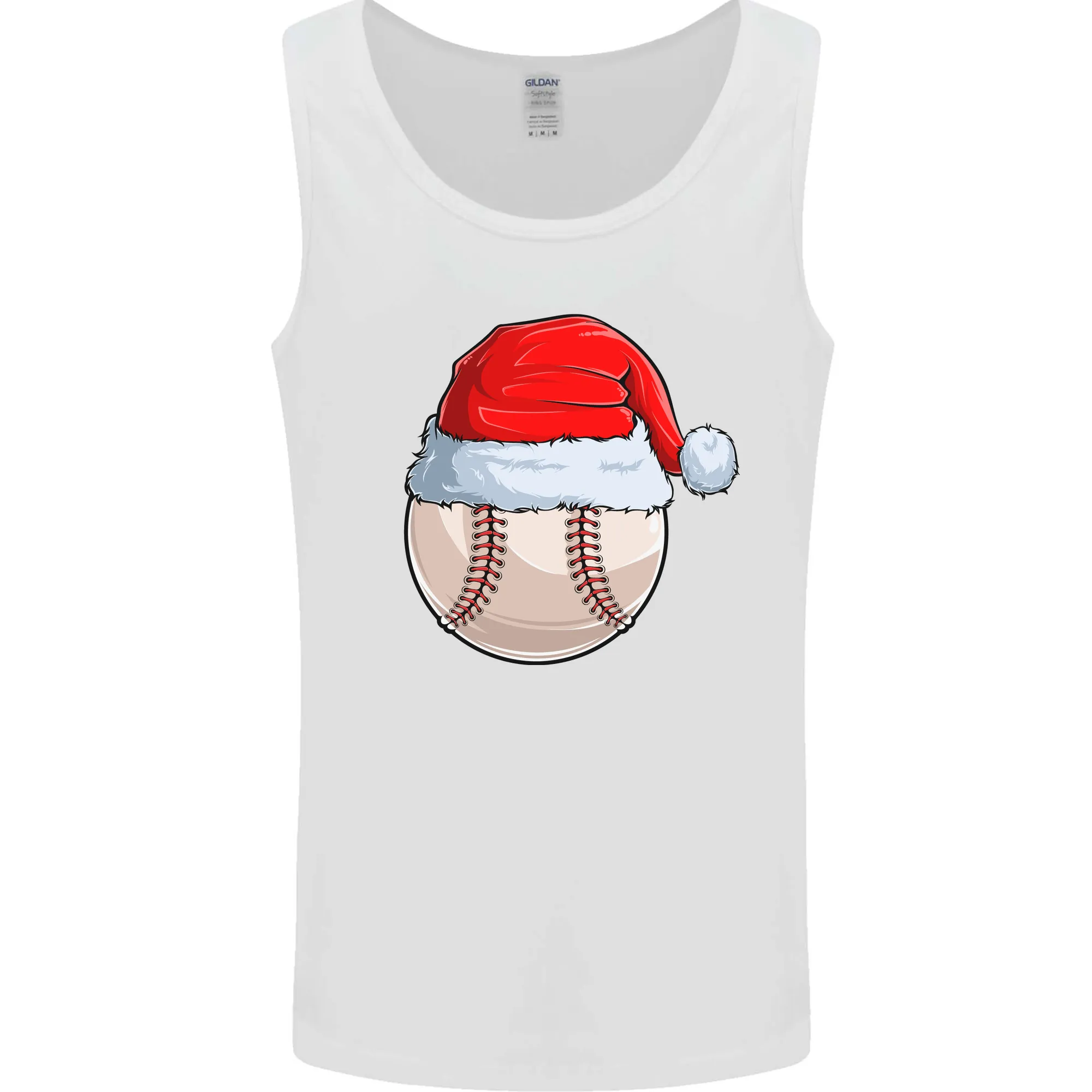 Christmas Baseball With a Santa Hat Xmas Mens Vest Tank Top