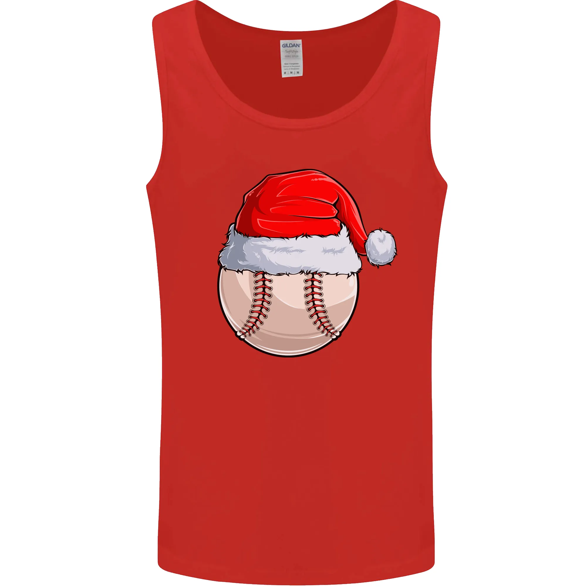 Christmas Baseball With a Santa Hat Xmas Mens Vest Tank Top