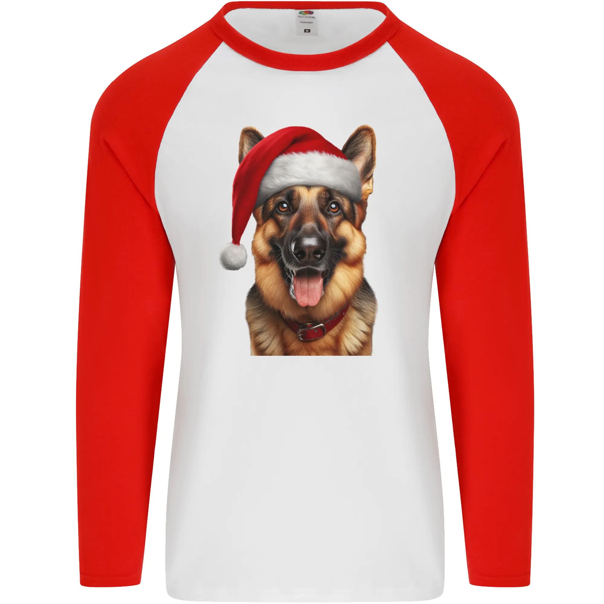 Christmas German Shepherd Xmas Dog Alsatian Mens L/S Baseball T-Shirt