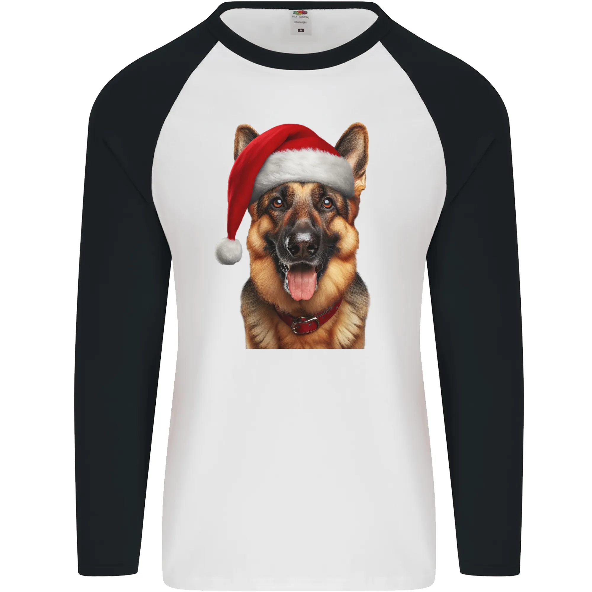 Christmas German Shepherd Xmas Dog Alsatian Mens L/S Baseball T-Shirt