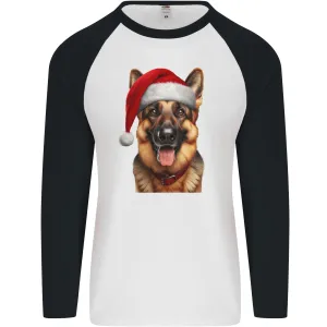 Christmas German Shepherd Xmas Dog Alsatian Mens L/S Baseball T-Shirt