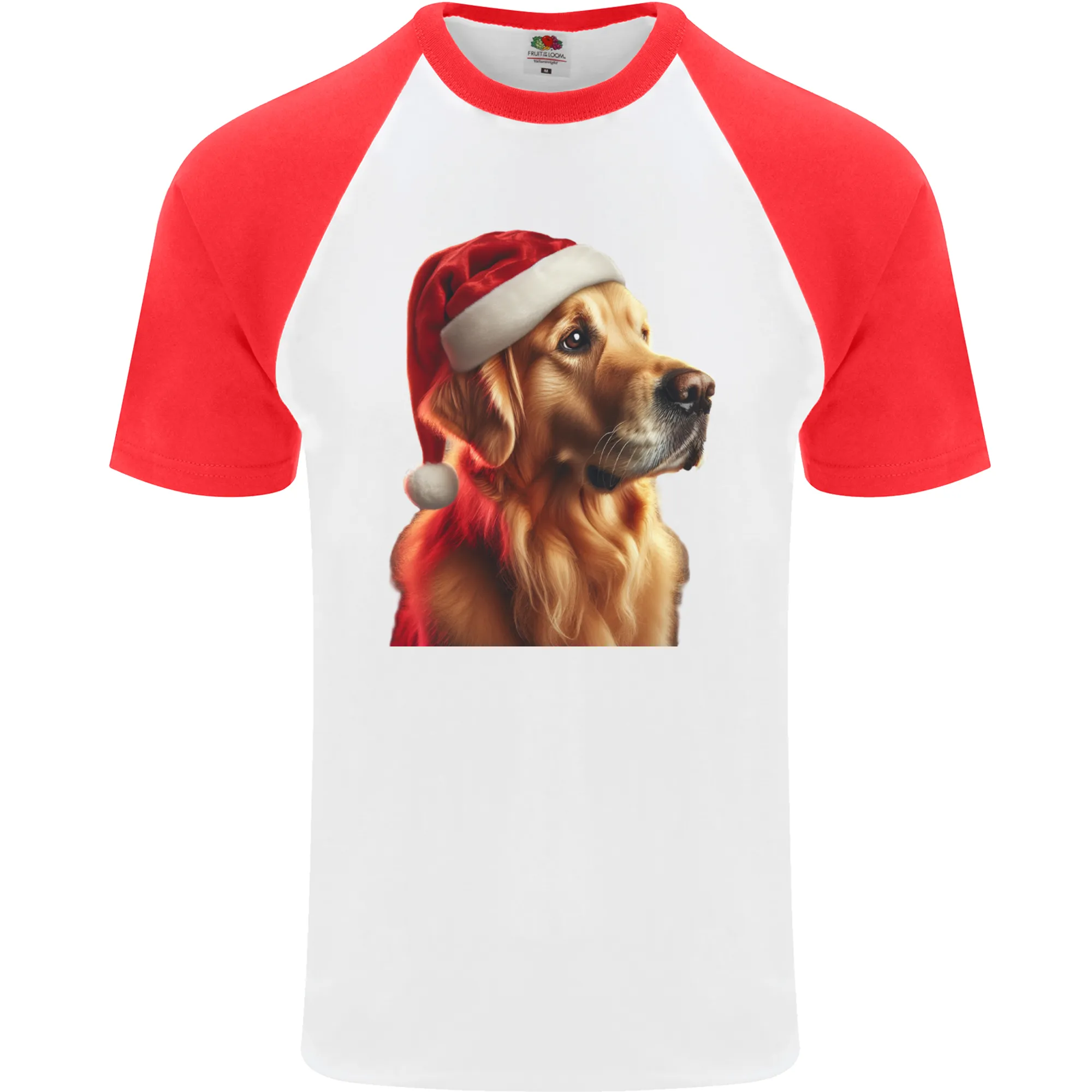 Christmas Golden Retriever Dog Xmas Mens S/S Baseball T-Shirt