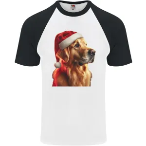 Christmas Golden Retriever Dog Xmas Mens S/S Baseball T-Shirt