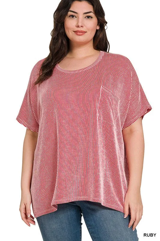Corded Ribbed Pocket Plus Tee