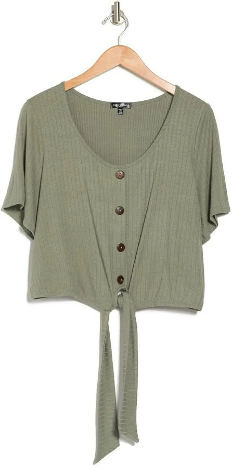 Curvy Sense Women's Plus Size Button Front Tie Hem Top