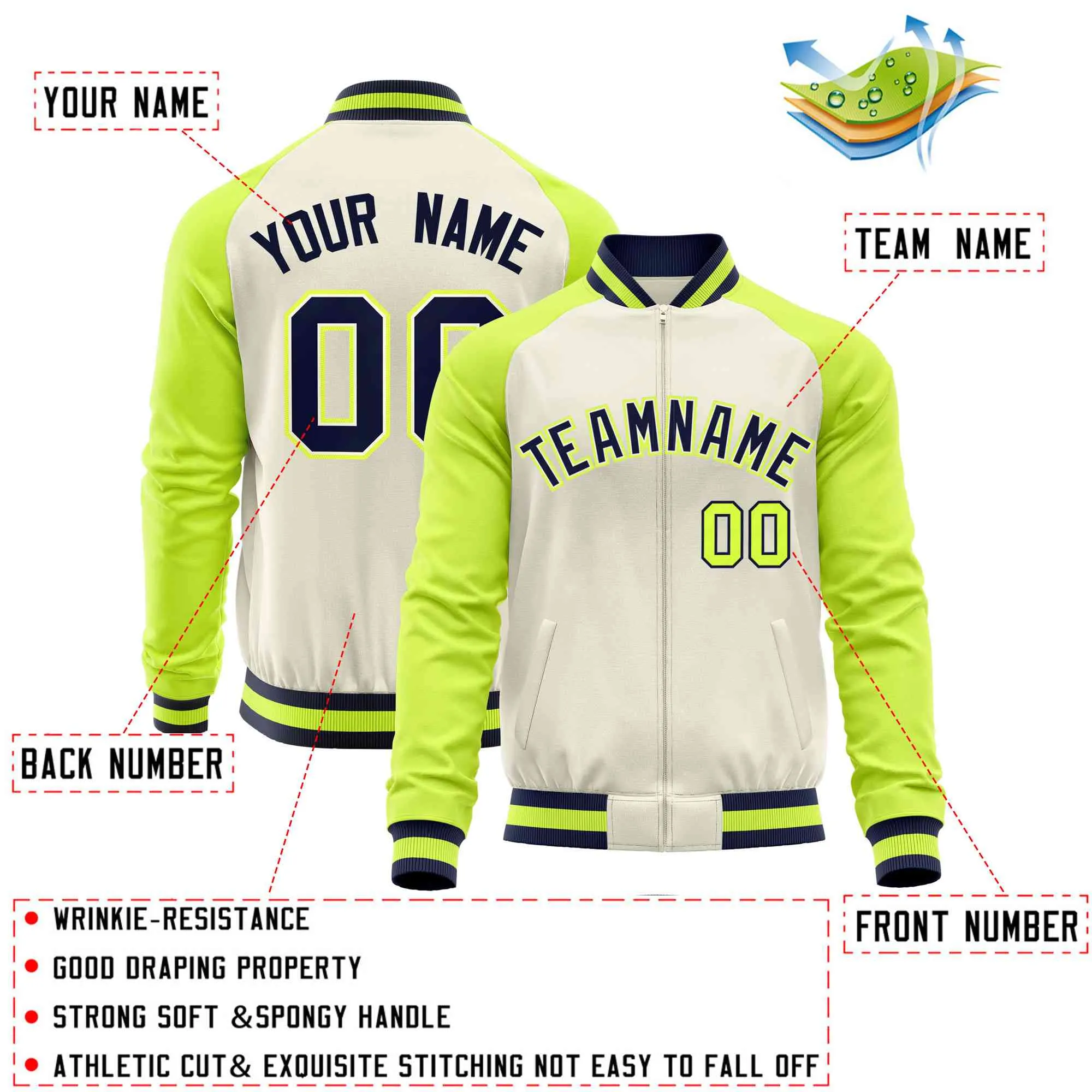 Custom Raglan Sleeves Fashion Varsity Jacket Causal Cotton Letterman Men's Baseball Bomber Jackets