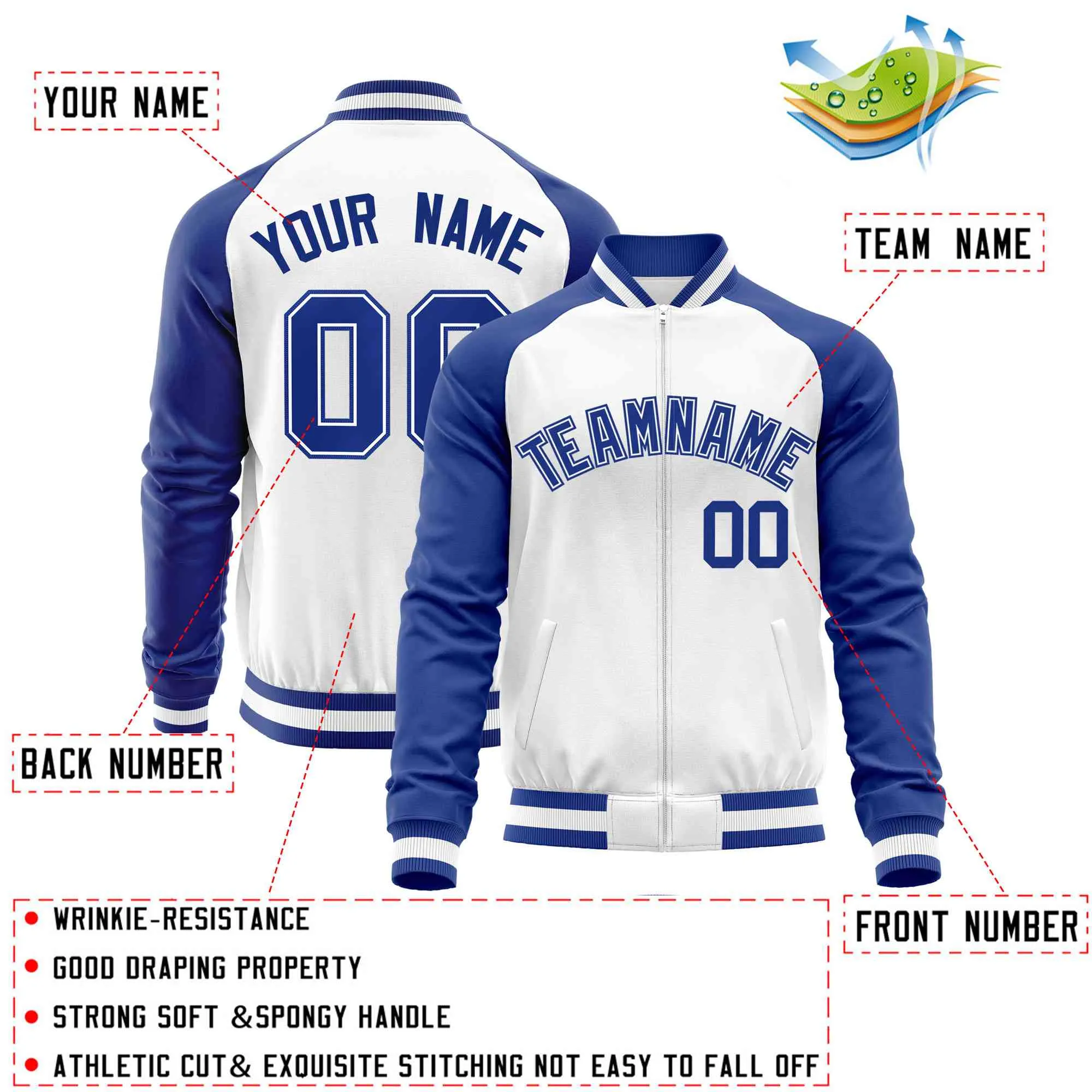 Custom Raglan Sleeves Men's Fashion Varsity Jacket Causal Cotton Letterman Baseball Bomber Jackets