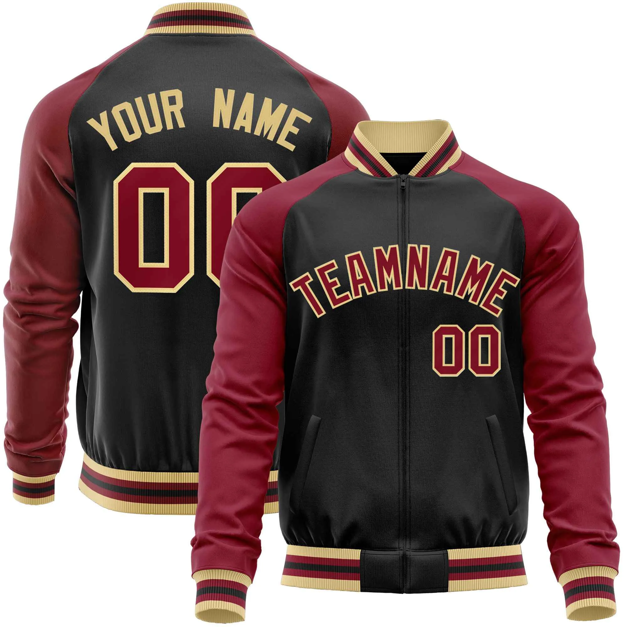 Custom Raglan Sleeves Men's Fashion Varsity Jacket Causal Cotton Letterman Baseball Bomber Jackets