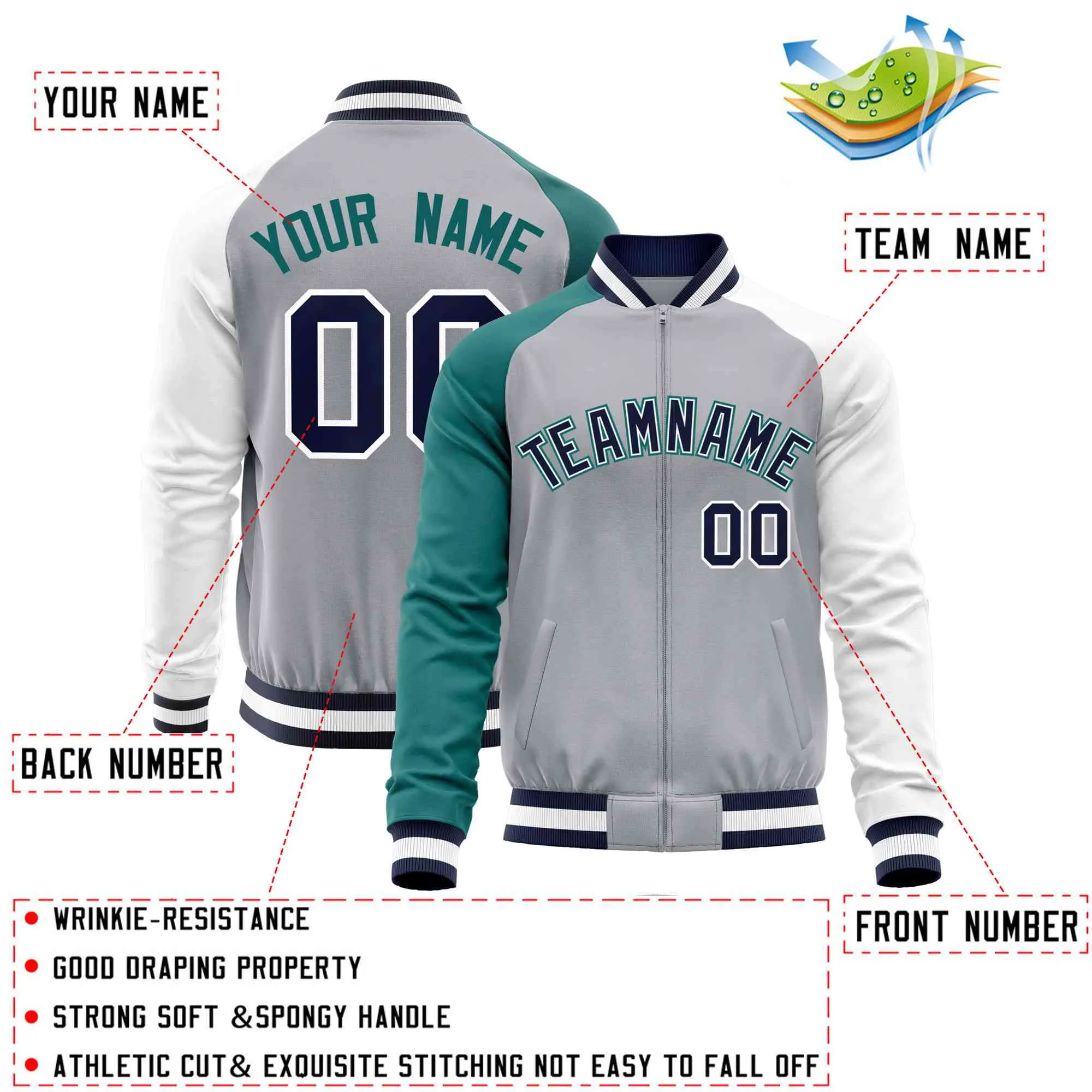 Custom Raglan Sleeves Men's Fashion Varsity Jacket Causal Cotton Letterman Baseball Bomber Jackets