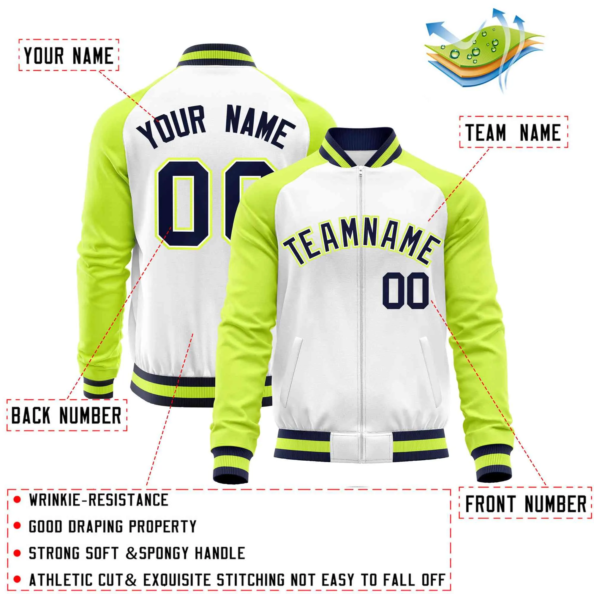 Custom Raglan Sleeves Men's Fashion Varsity Jacket Causal Cotton Letterman Baseball Bomber Jackets