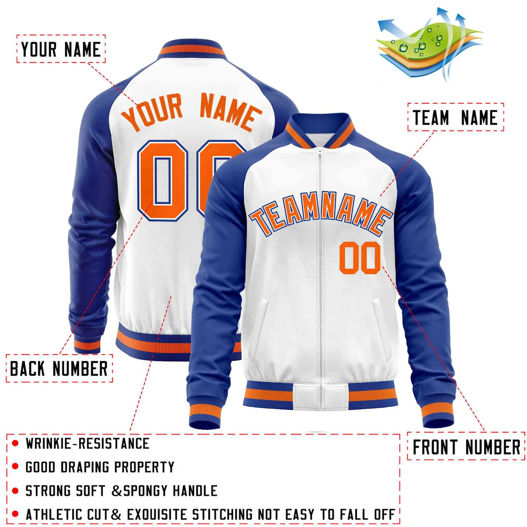 Custom Raglan Sleeves Men's Fashion Varsity Jacket Causal Cotton Letterman Baseball Bomber Jackets