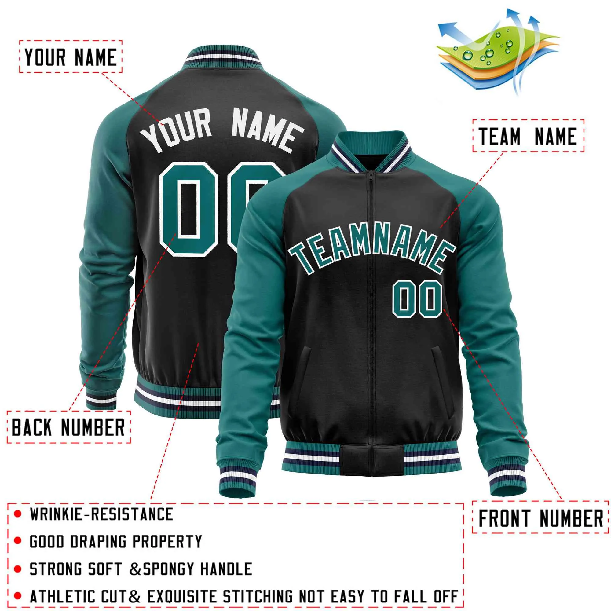 Custom Raglan Sleeves Men's Fashion Varsity Jacket Causal Cotton Letterman Baseball Bomber Jackets