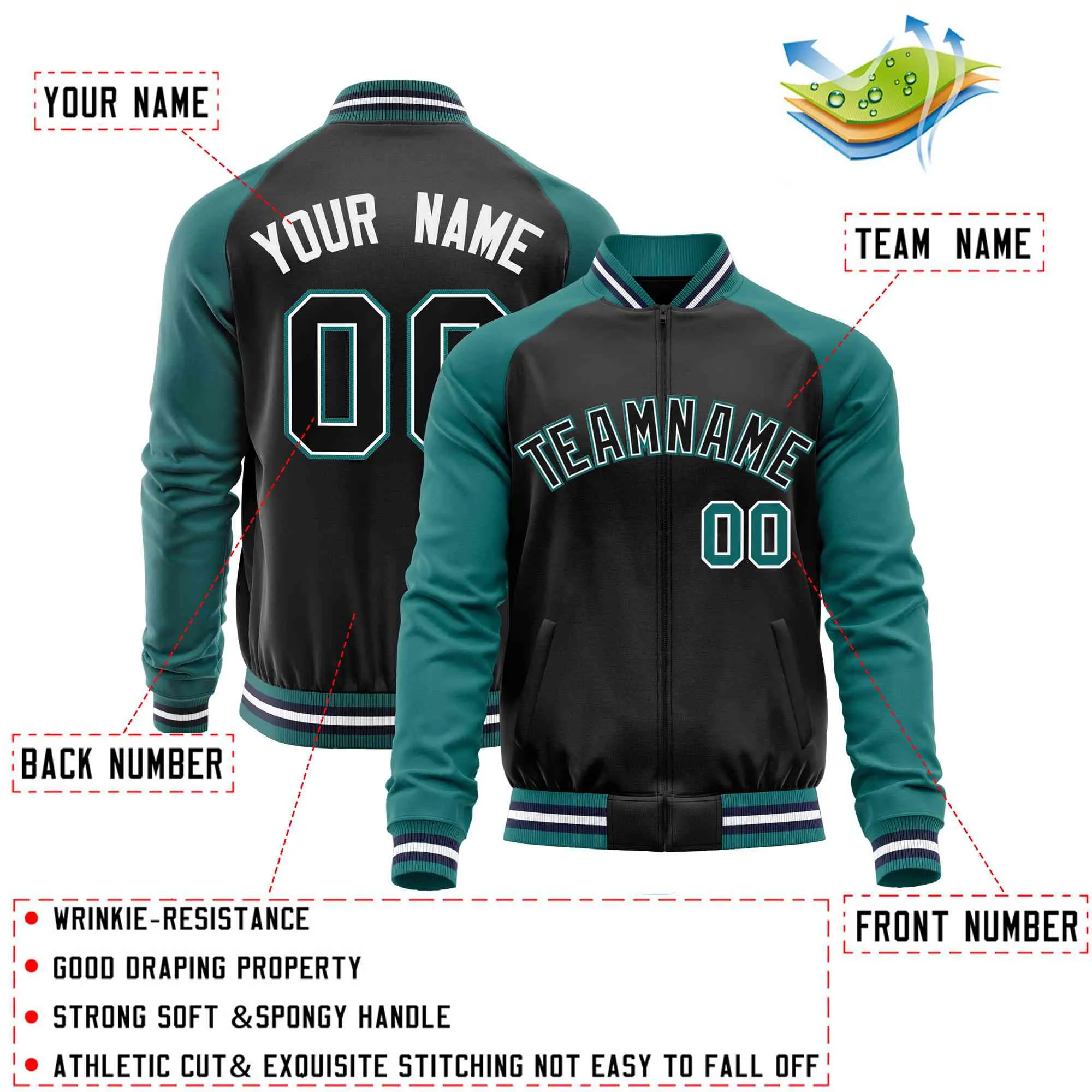 Custom Raglan Sleeves Men's Fashion Varsity Jacket Causal Cotton Letterman Baseball Bomber Jackets