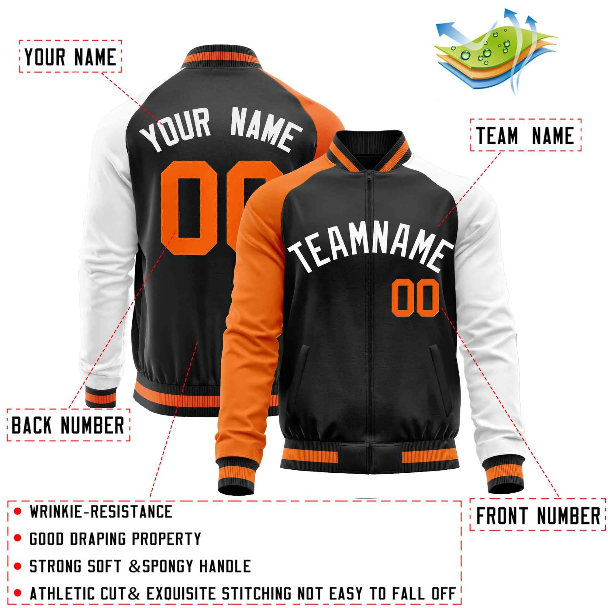 Custom Raglan Sleeves Men's Fashion Varsity Jacket Causal Cotton Letterman Baseball Bomber Jackets