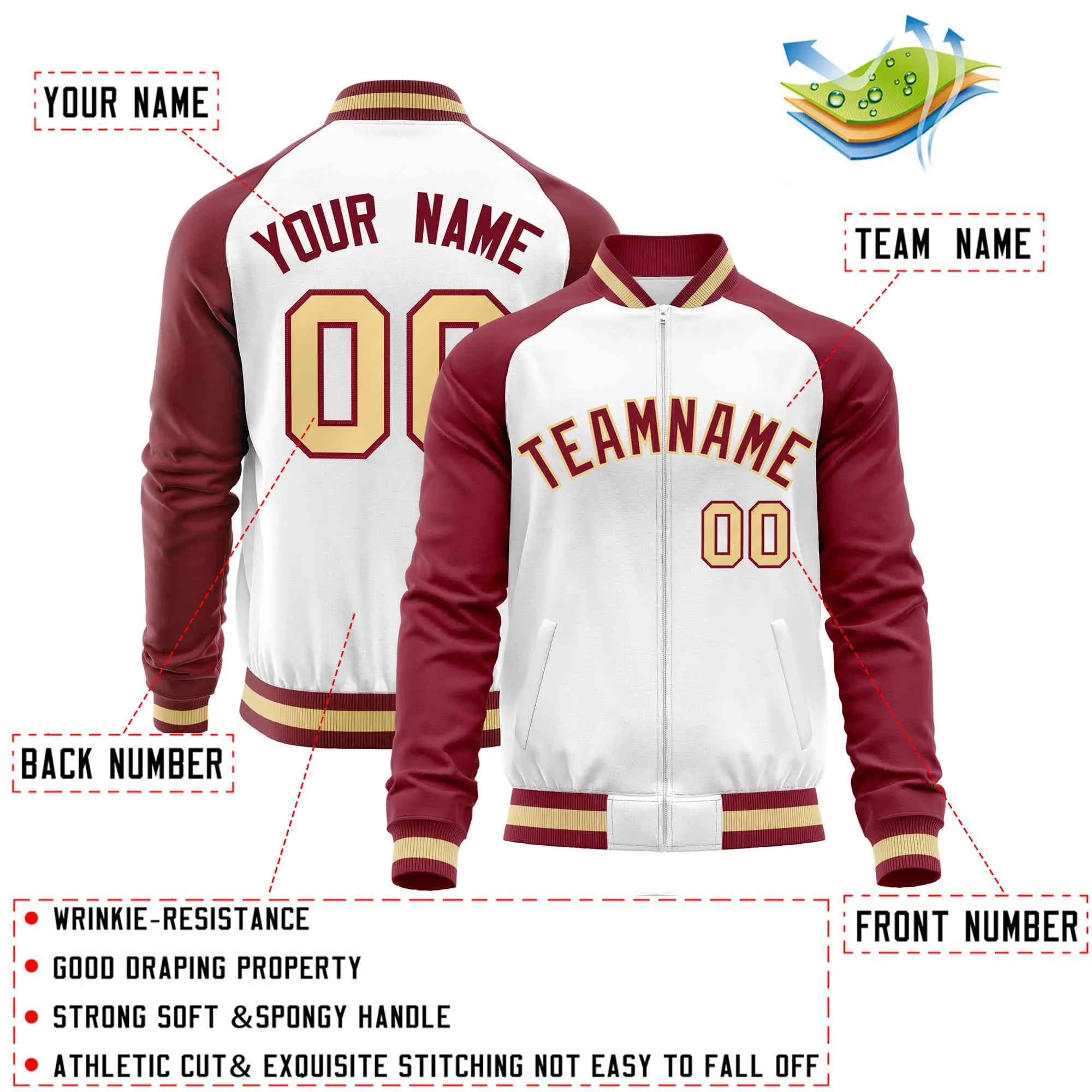 Custom Raglan Sleeves Men's Fashion Varsity Jacket Causal Cotton Letterman Baseball Bomber Jackets