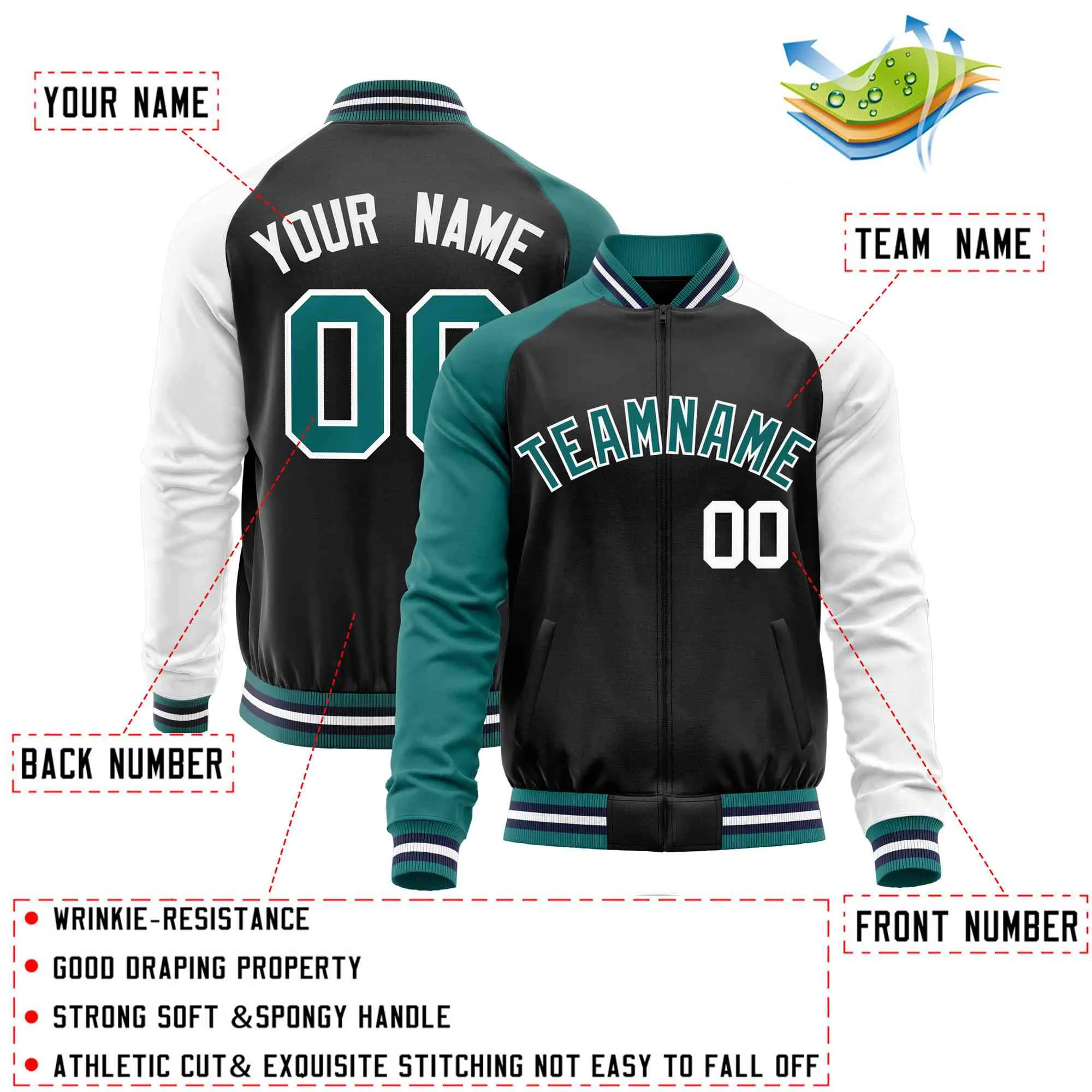 Custom Raglan Sleeves Men's Fashion Varsity Jacket Causal Cotton Letterman Baseball Bomber Jackets