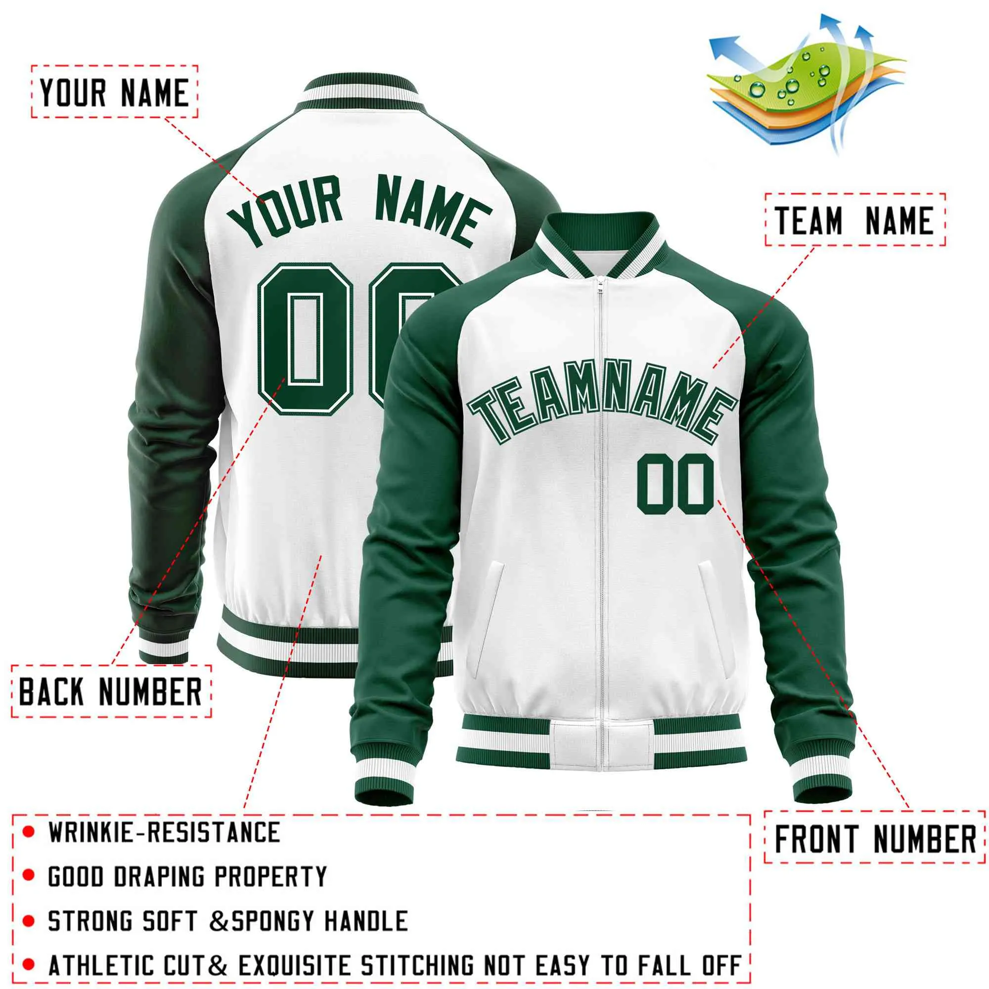 Custom Raglan Sleeves Men's Fashion Varsity Jacket Causal Cotton Letterman Baseball Bomber Jackets