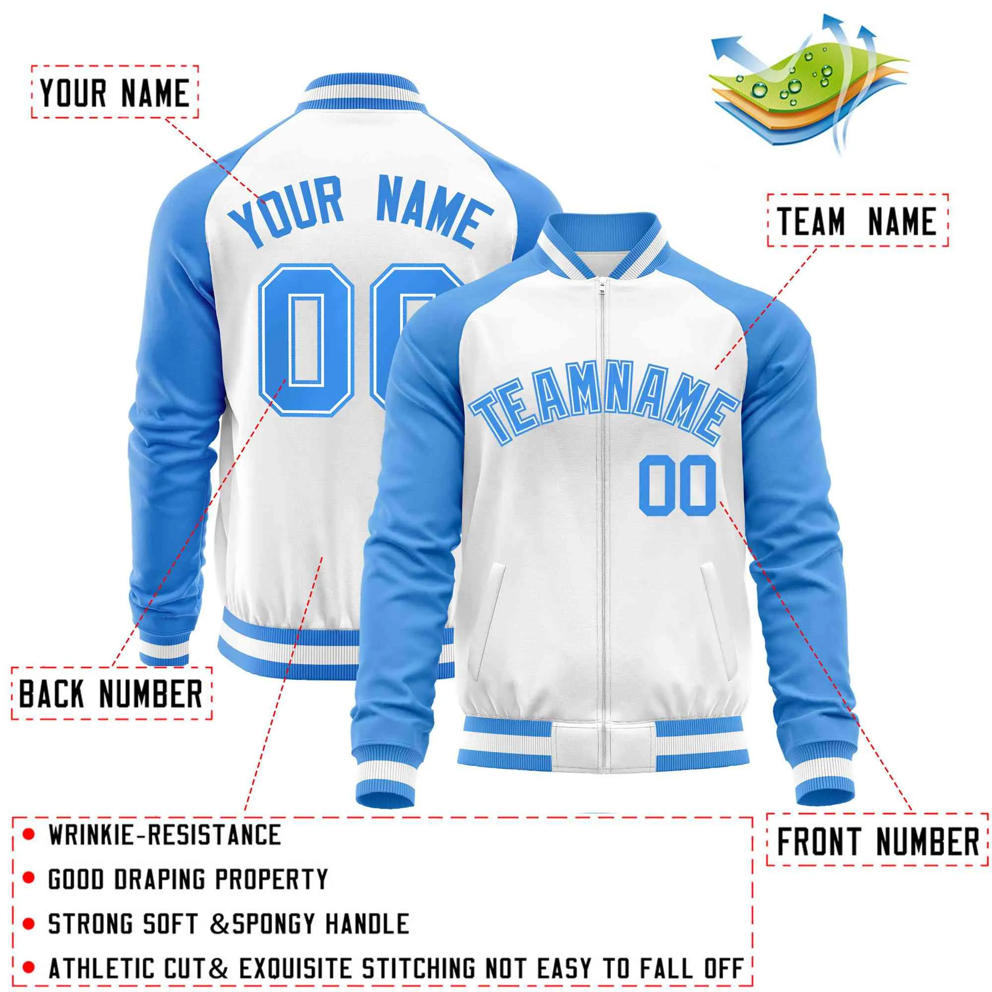 Custom Raglan Sleeves Men's Fashion Varsity Jacket Causal Cotton Letterman Baseball Bomber Jackets