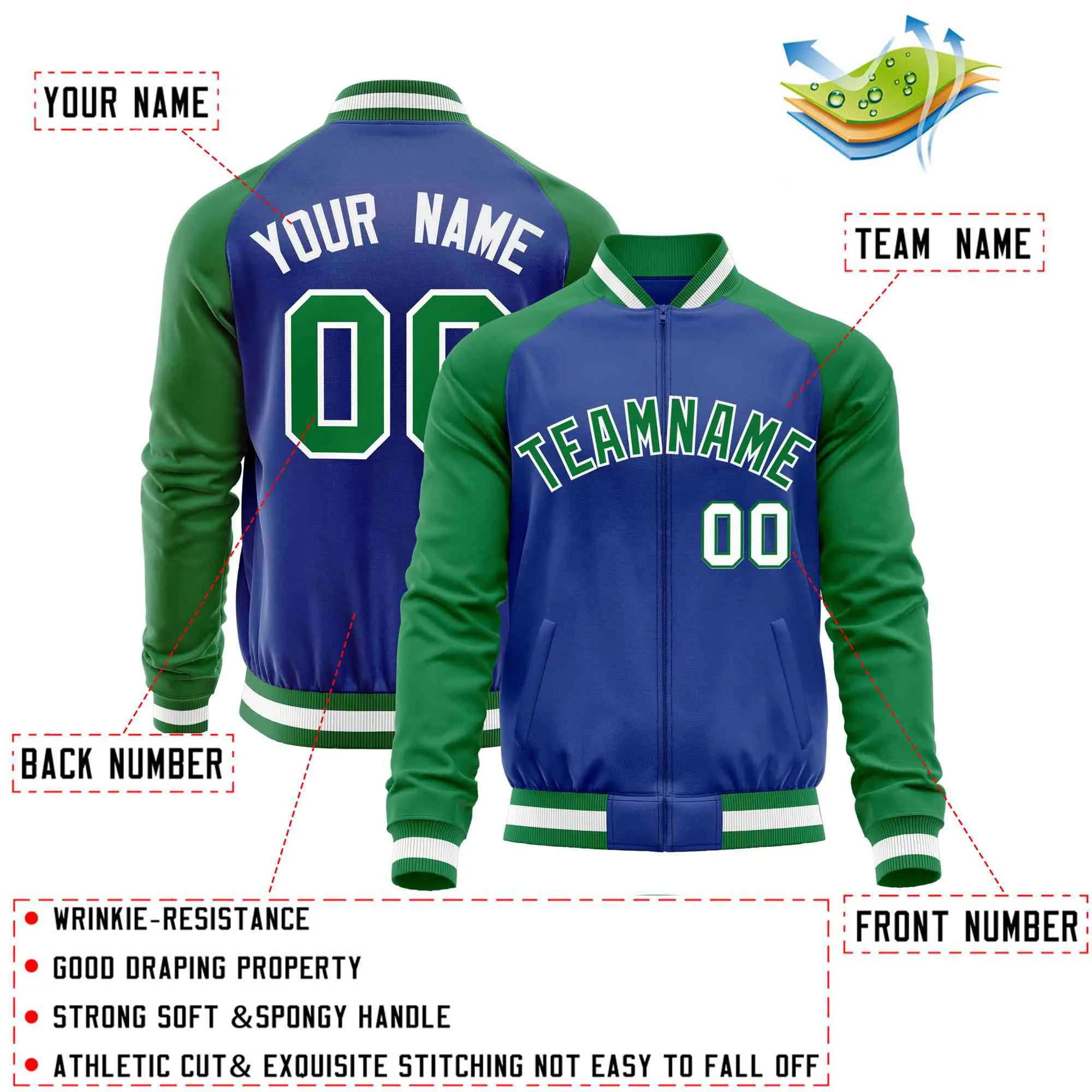 Custom Raglan Sleeves Men's Fashion Varsity Jacket Causal Cotton Letterman Baseball Bomber Jackets