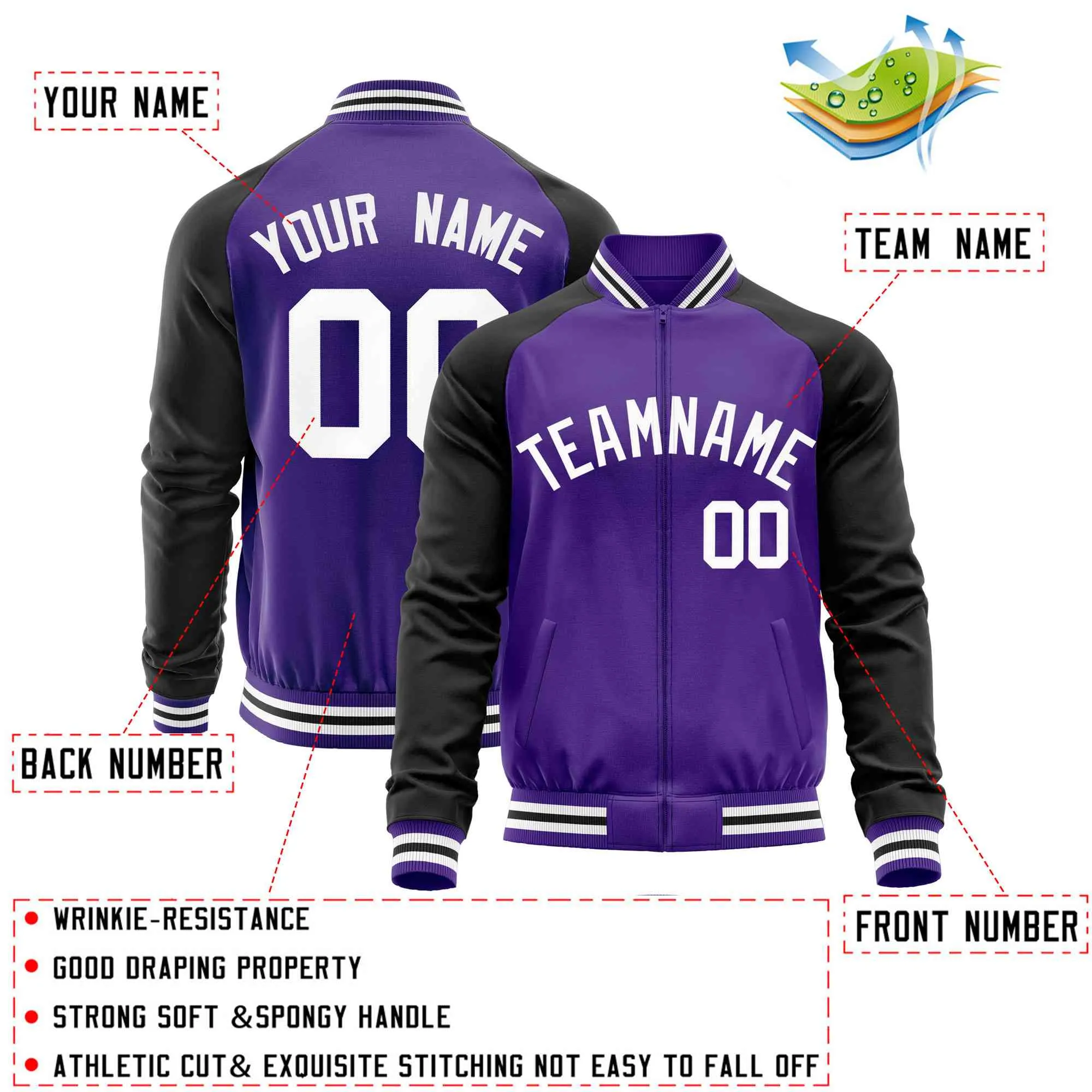 Custom Raglan Sleeves Men's Fashion Varsity Jacket Causal Slim Fit Cotton Letterman Baseball Bomber Jackets
