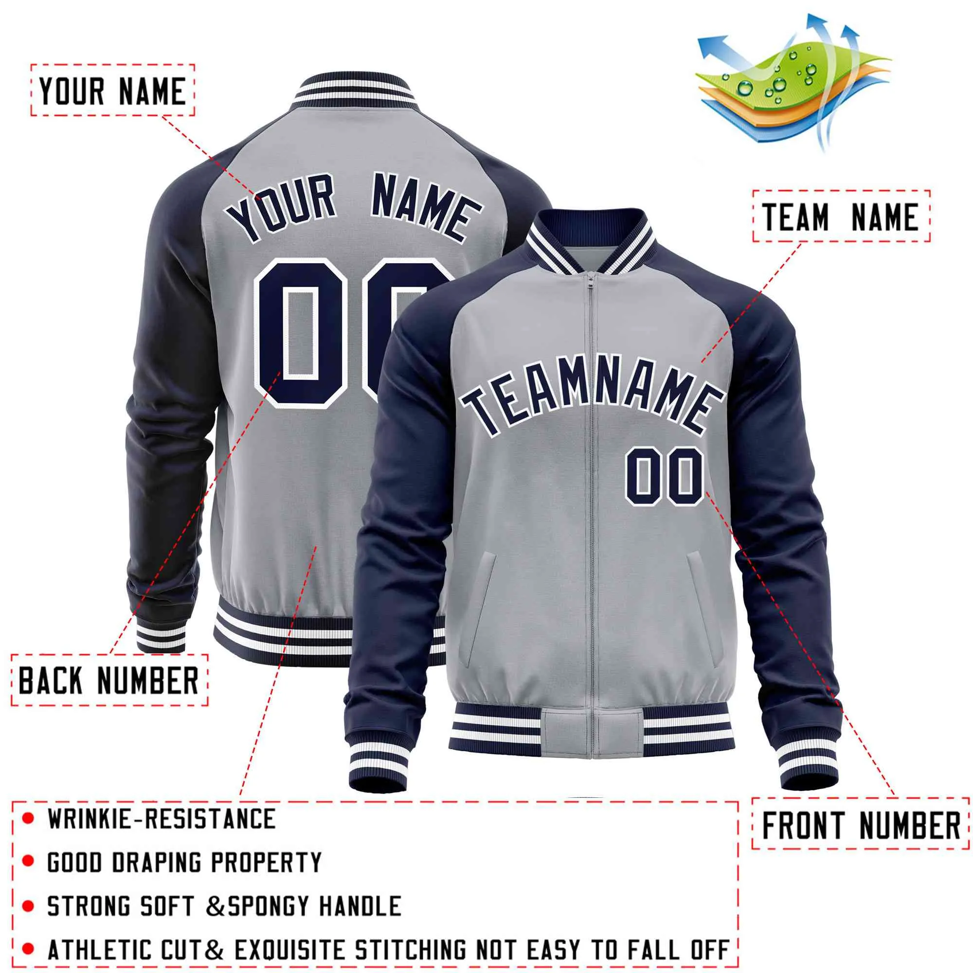 Custom Raglan Sleeves Men's Fashion Varsity Jacket Causal Slim Fit Cotton Letterman Baseball Bomber Jackets
