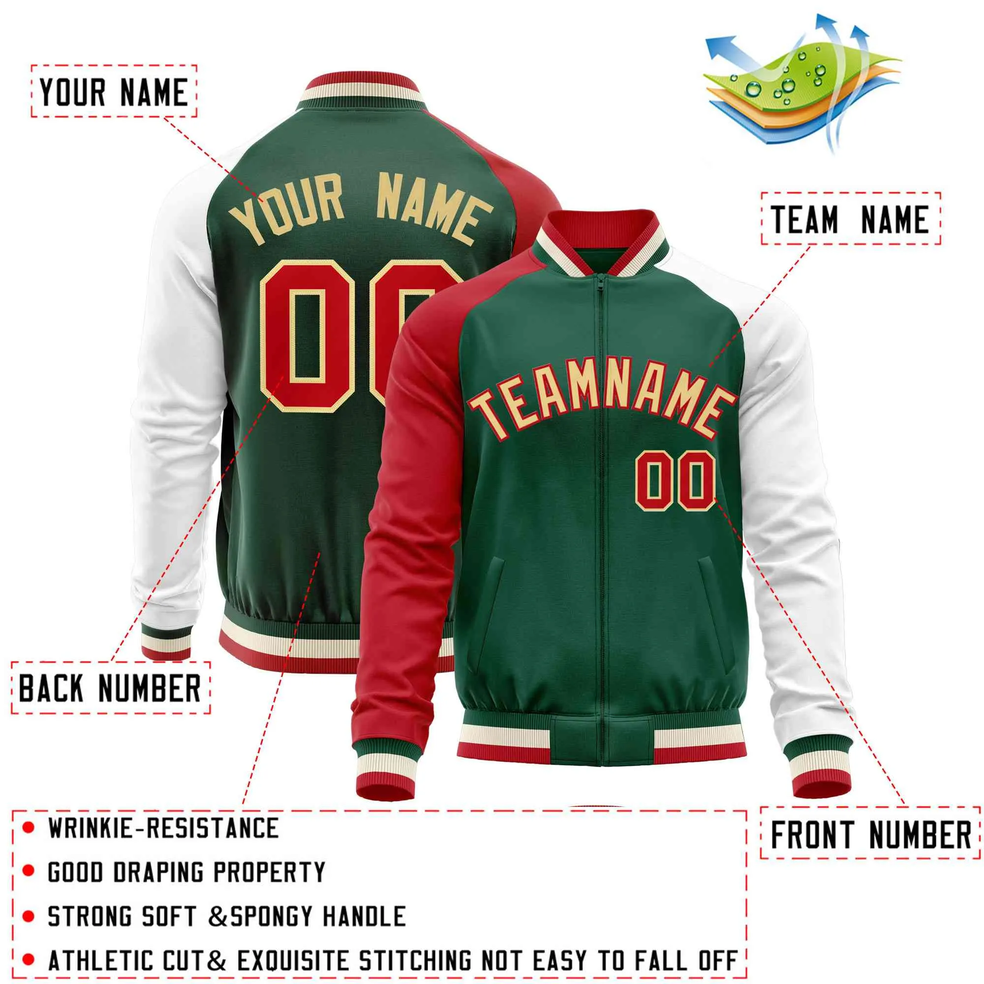 Custom Raglan Sleeves Men's Fashion Varsity Jacket Causal Slim Fit Cotton Letterman Baseball Bomber Jackets