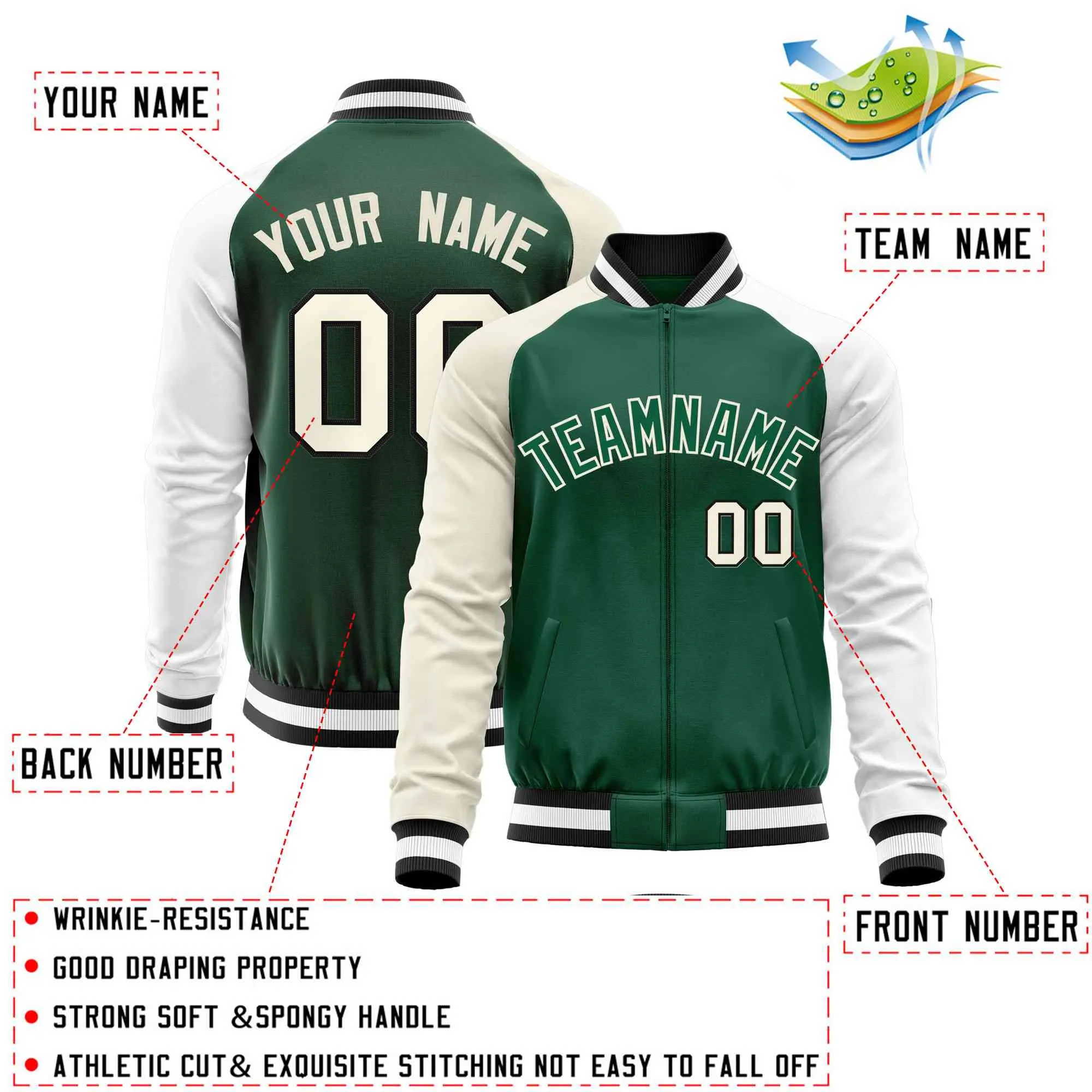 Custom Raglan Sleeves Men's Fashion Varsity Jacket Causal Slim Fit Cotton Letterman Baseball Bomber Jackets