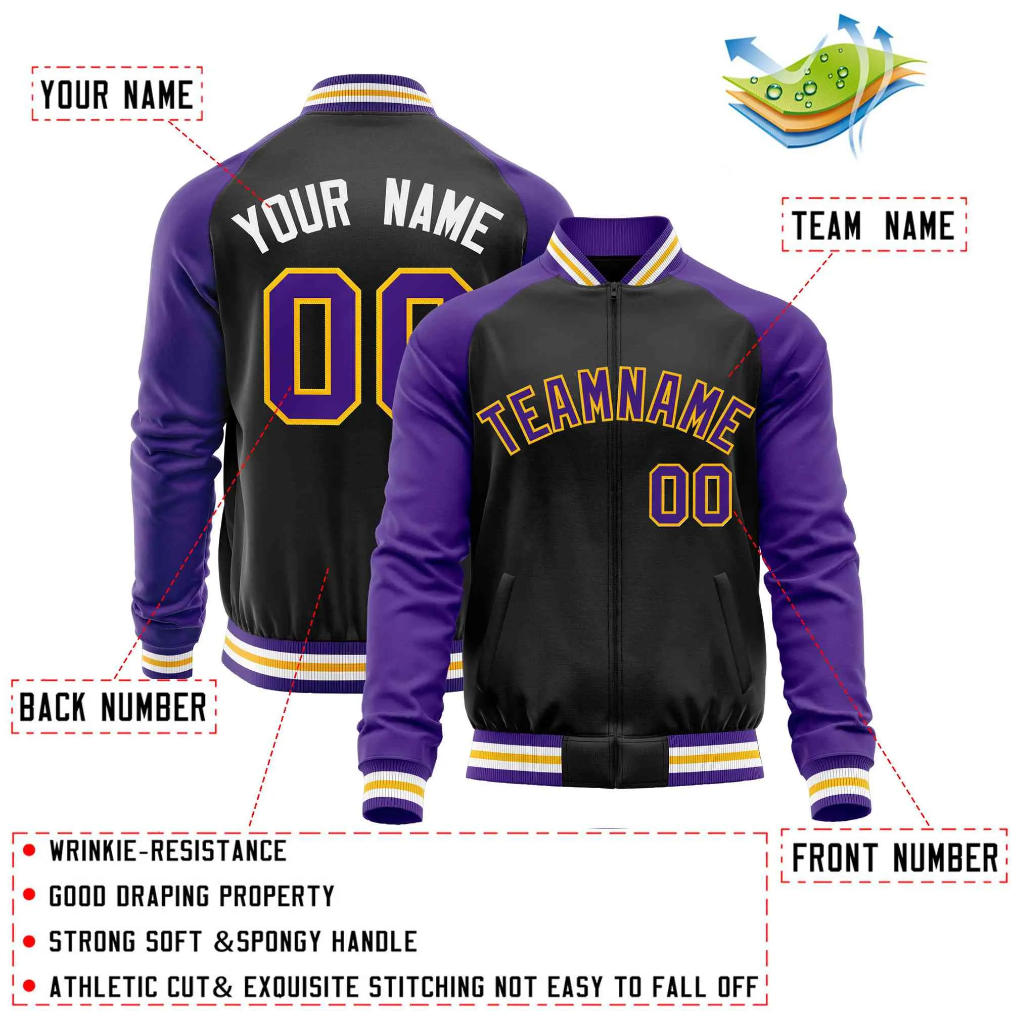 Custom Raglan Sleeves Men's Fashion Varsity Jacket Causal Slim Fit Cotton Letterman Baseball Bomber Jackets