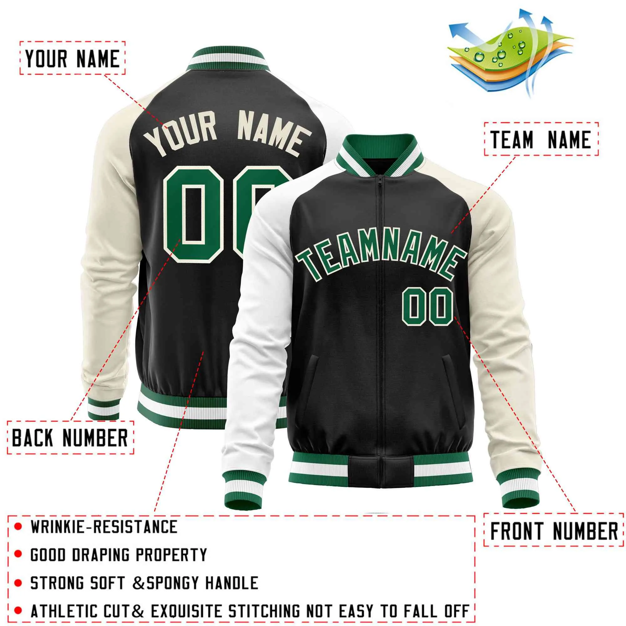 Custom Raglan Sleeves Men's Fashion Varsity Jacket Causal Slim Fit Cotton Letterman Baseball Bomber Jackets