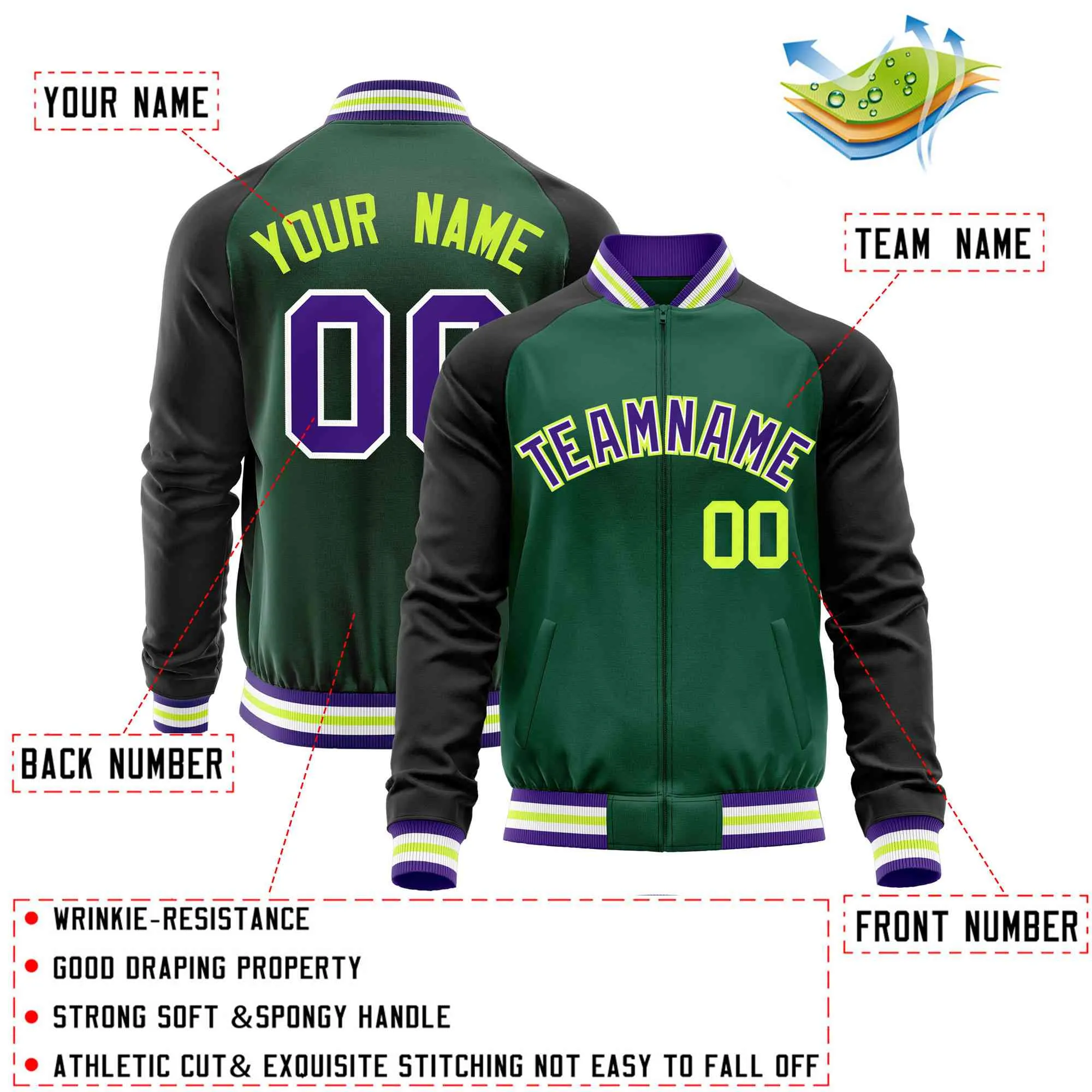 Custom Raglan Sleeves Men's Fashion Varsity Jacket Causal Slim Fit Cotton Letterman Baseball Bomber Jackets