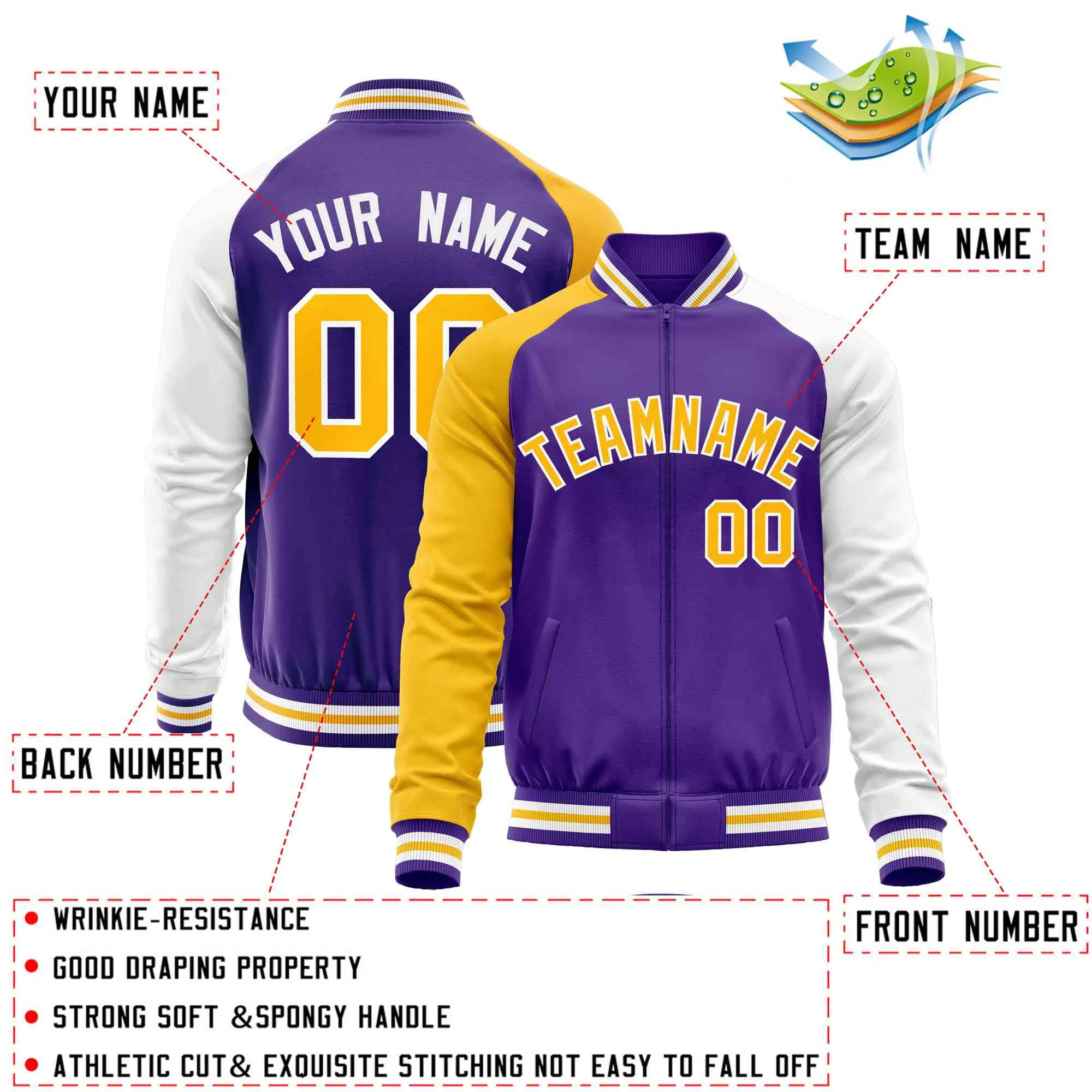 Custom Raglan Sleeves Men's Fashion Varsity Jacket Causal Slim Fit Cotton Letterman Baseball Bomber Jackets