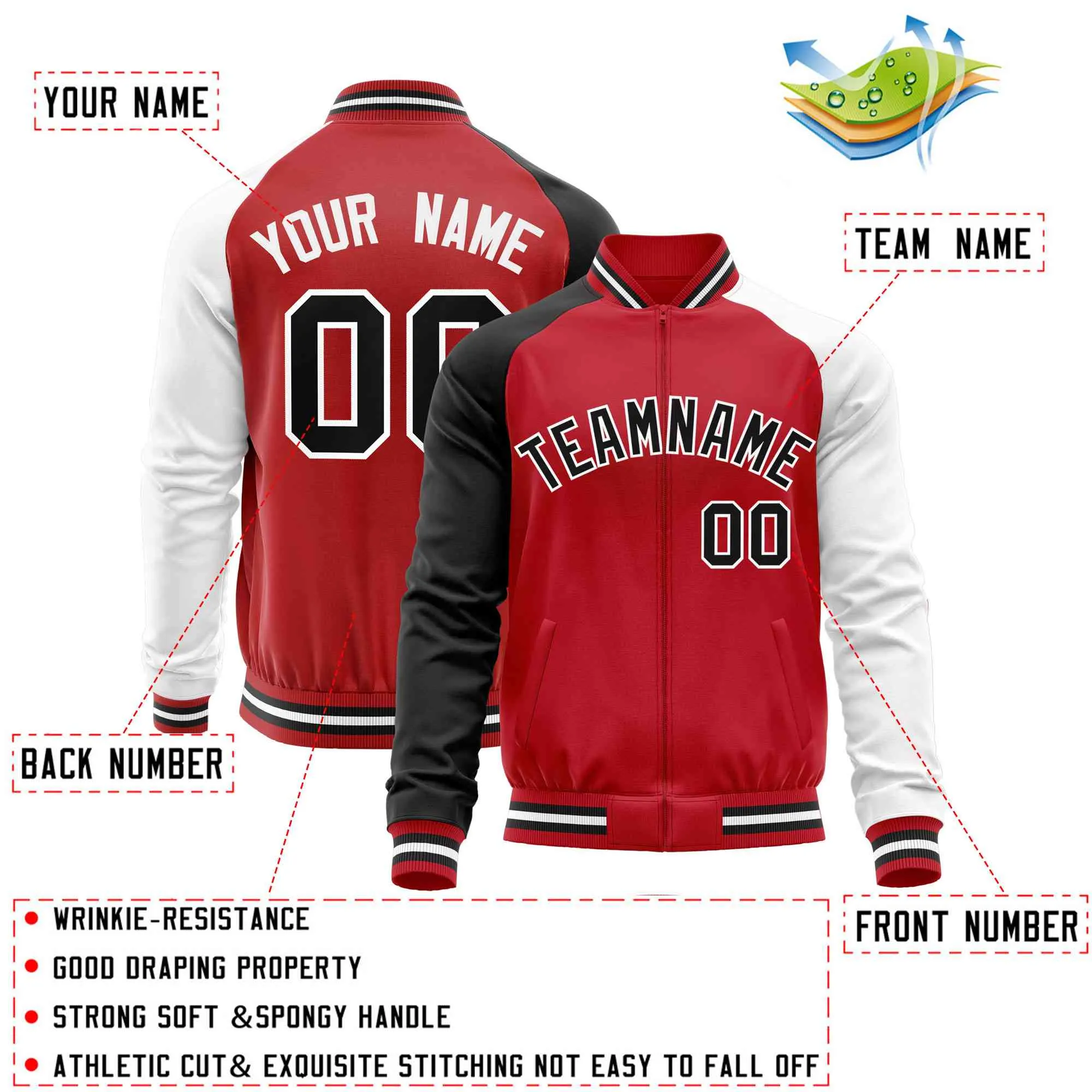 Custom Raglan Sleeves Men's Fashion Varsity Jacket Causal Slim Fit Cotton Letterman Baseball Bomber Jackets