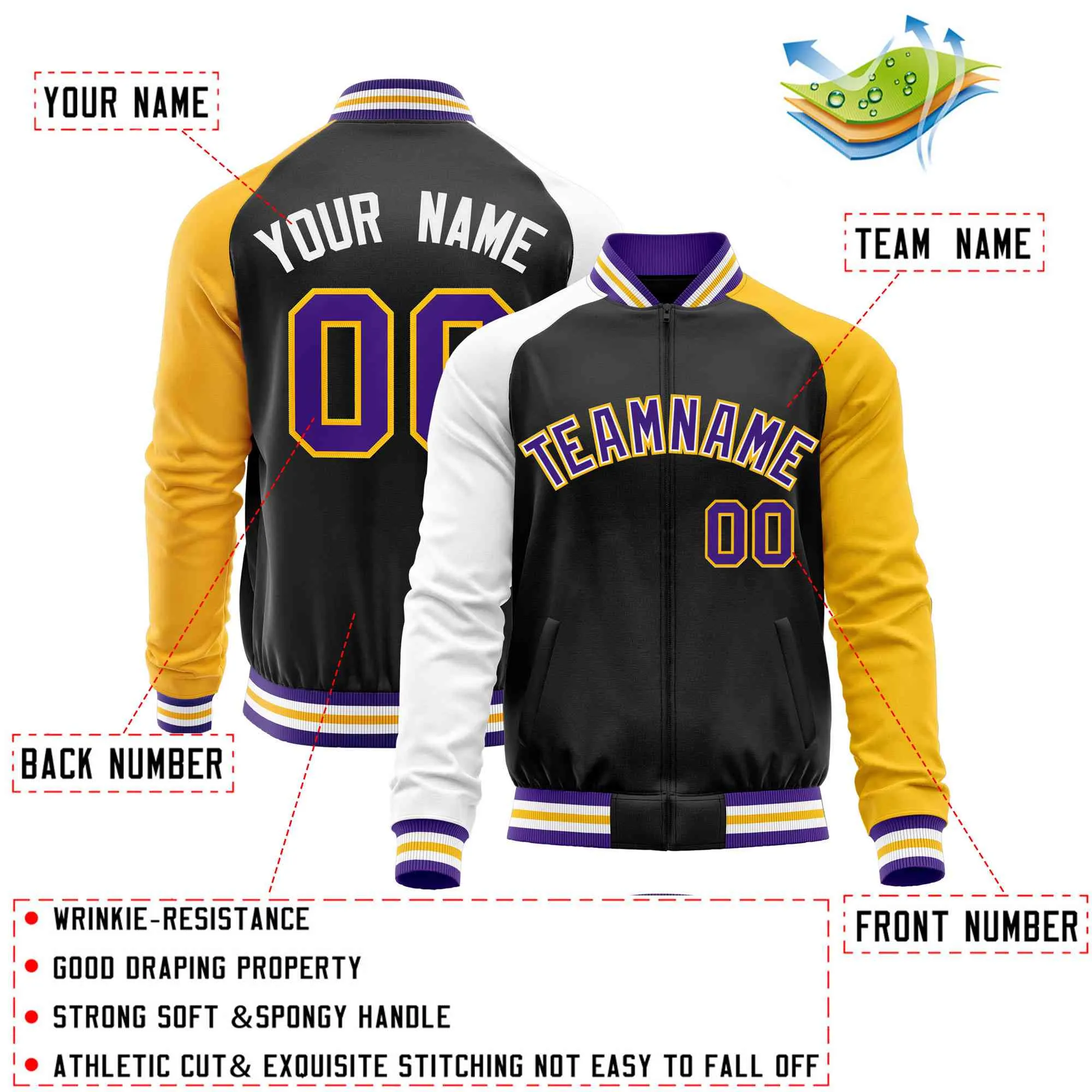 Custom Raglan Sleeves Men's Fashion Varsity Jacket Causal Slim Fit Cotton Letterman Baseball Bomber Jackets