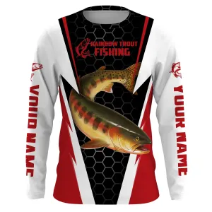 Custom Rainbow Trout Fishing jerseys, Trout Long Sleeves tournament Fishing Shirts | red IPHW2805
