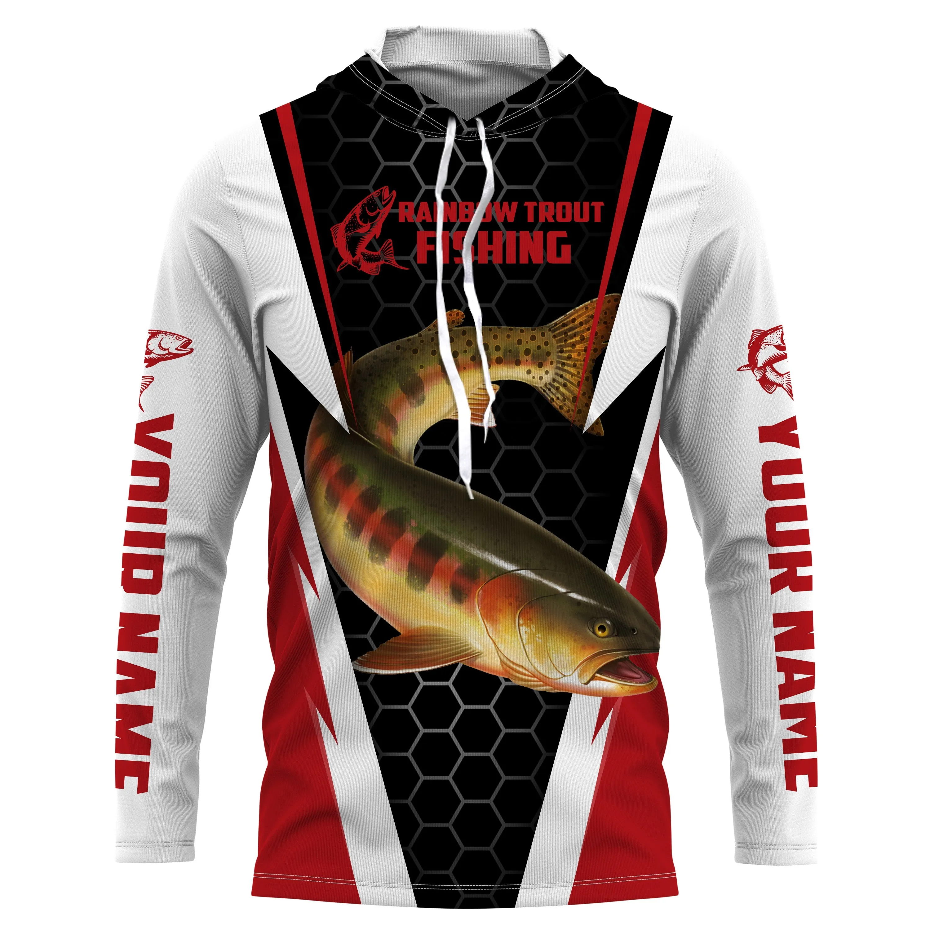 Custom Rainbow Trout Fishing jerseys, Trout Long Sleeves tournament Fishing Shirts | red IPHW2805