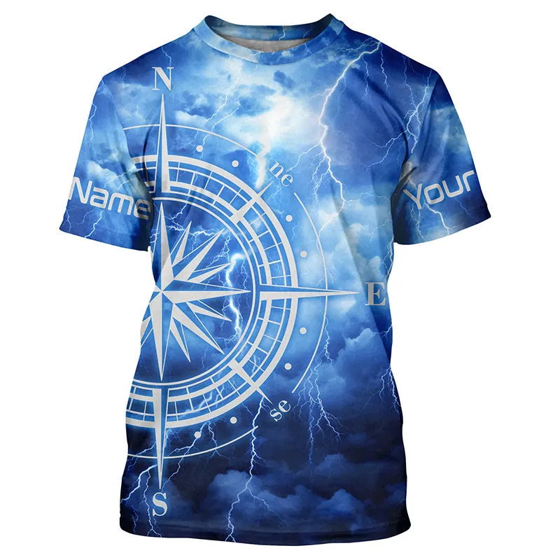 Custom Thunder Storm Compass Long Sleeve Performance Fishing Shirts, Deep Sea Fishing Shirts IPHW4950