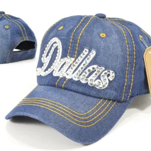 Dallas Bling Denim Caps