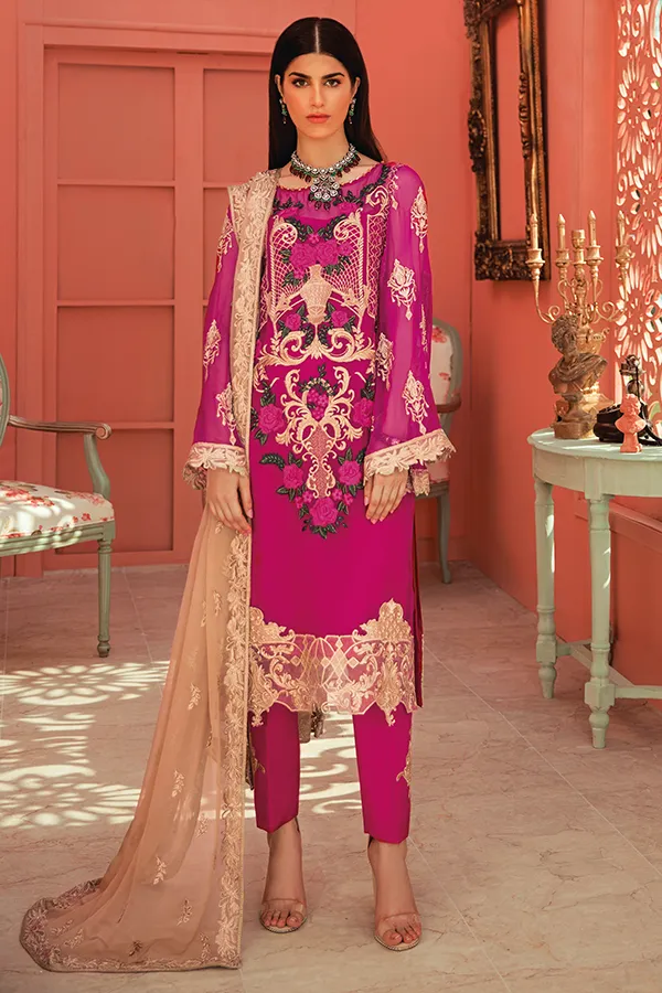 Designer Chiffon Party Dress in Magenta Color #N7083