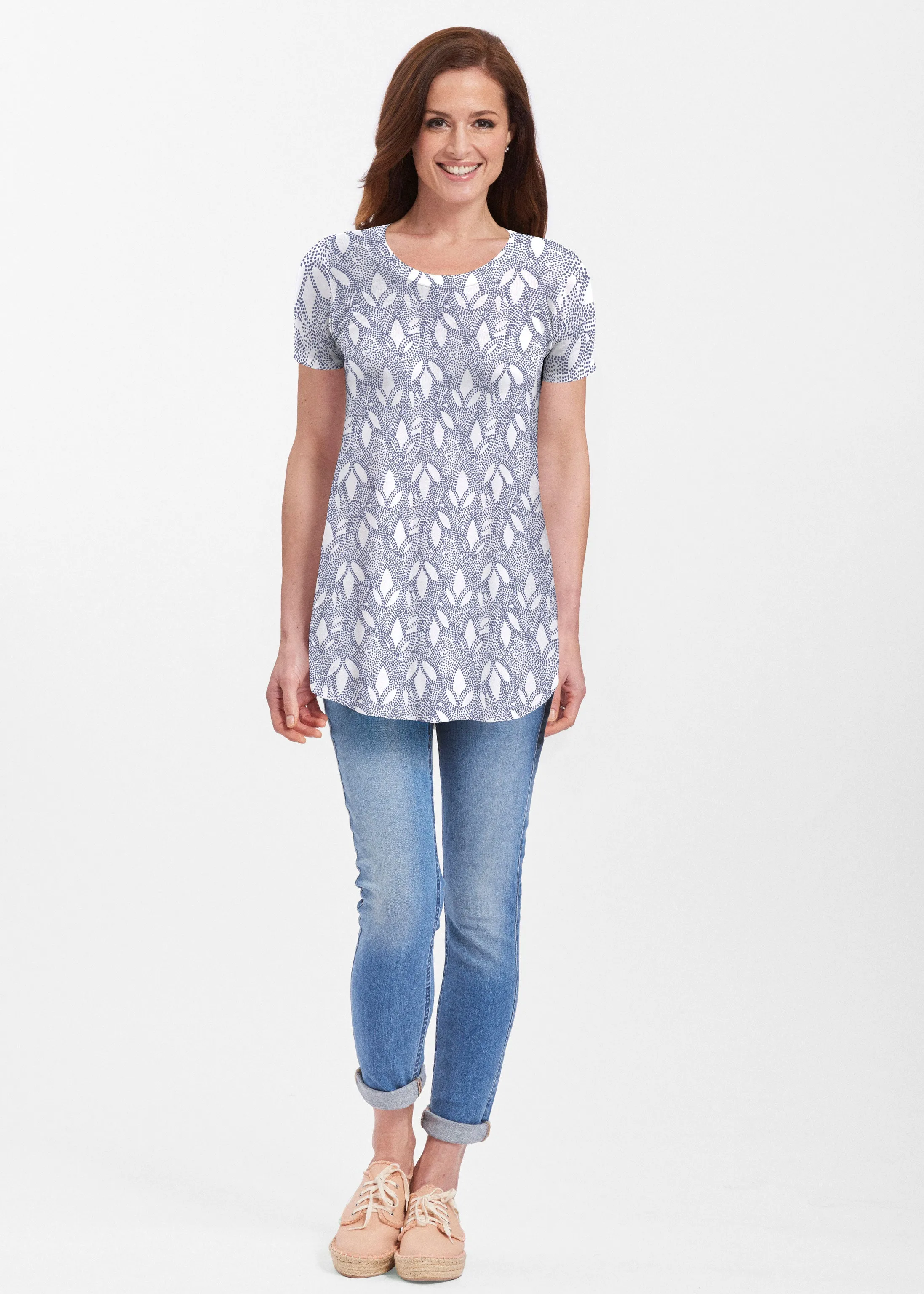 Dottie Combo Navy (7688) ~ Butterknit Short Sleeve Tunic