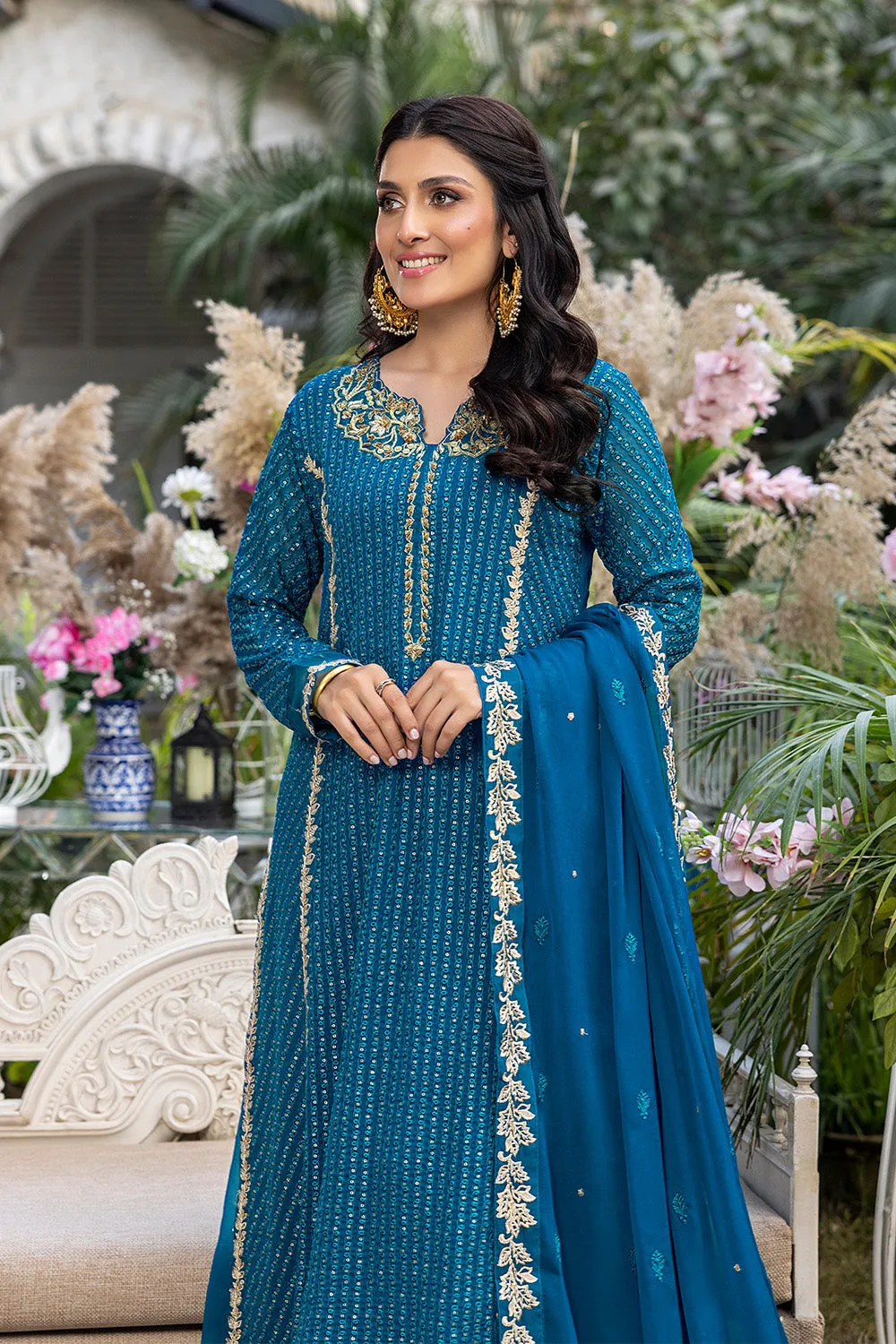 Dreamy Iris | Azure Luxe Embroidered 3pcs Collections 2023