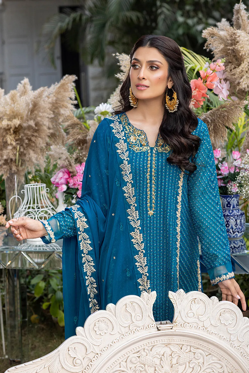 Dreamy Iris | Azure Luxe Embroidered 3pcs Collections 2023