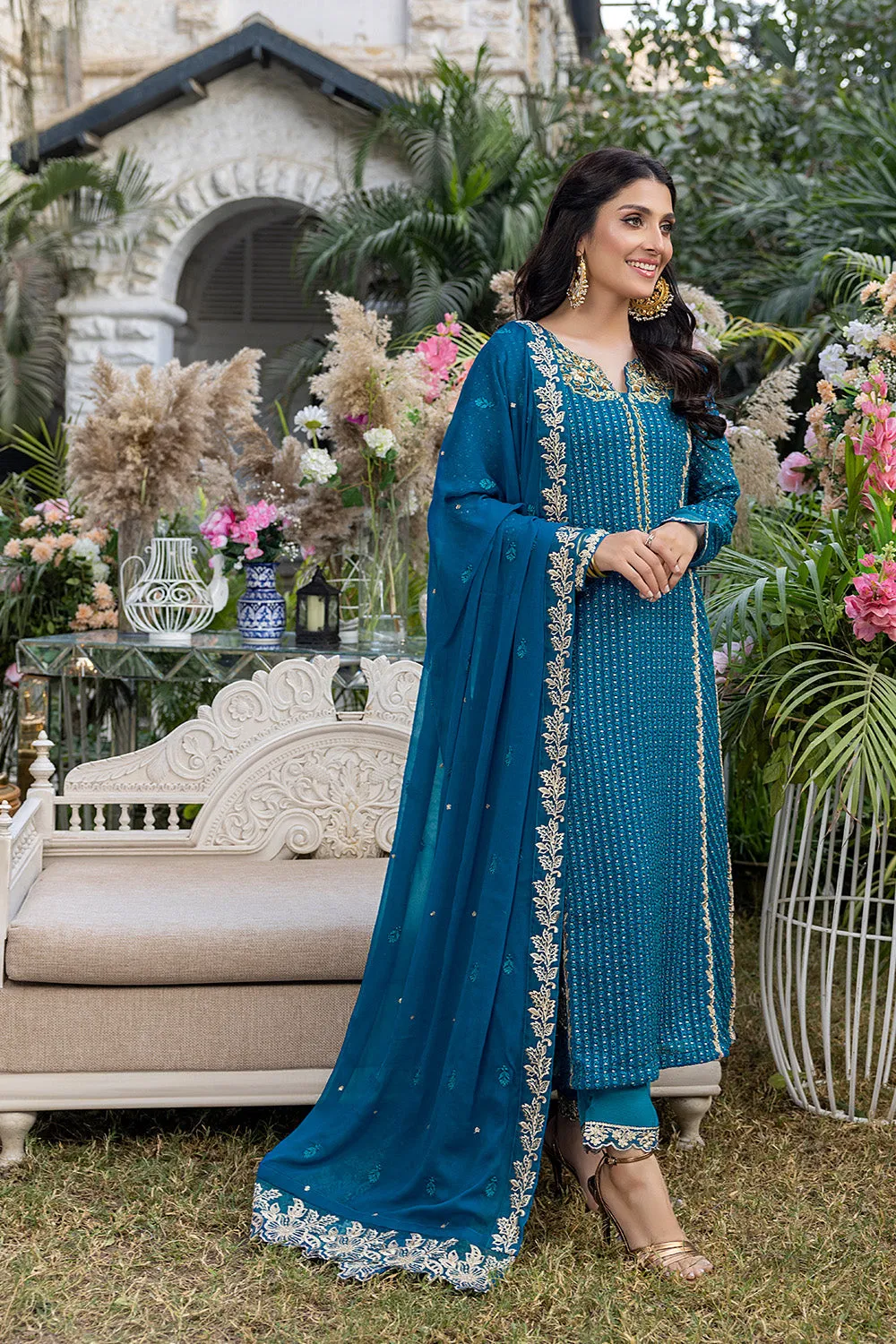 Dreamy Iris | Azure Luxe Embroidered 3pcs Collections 2023